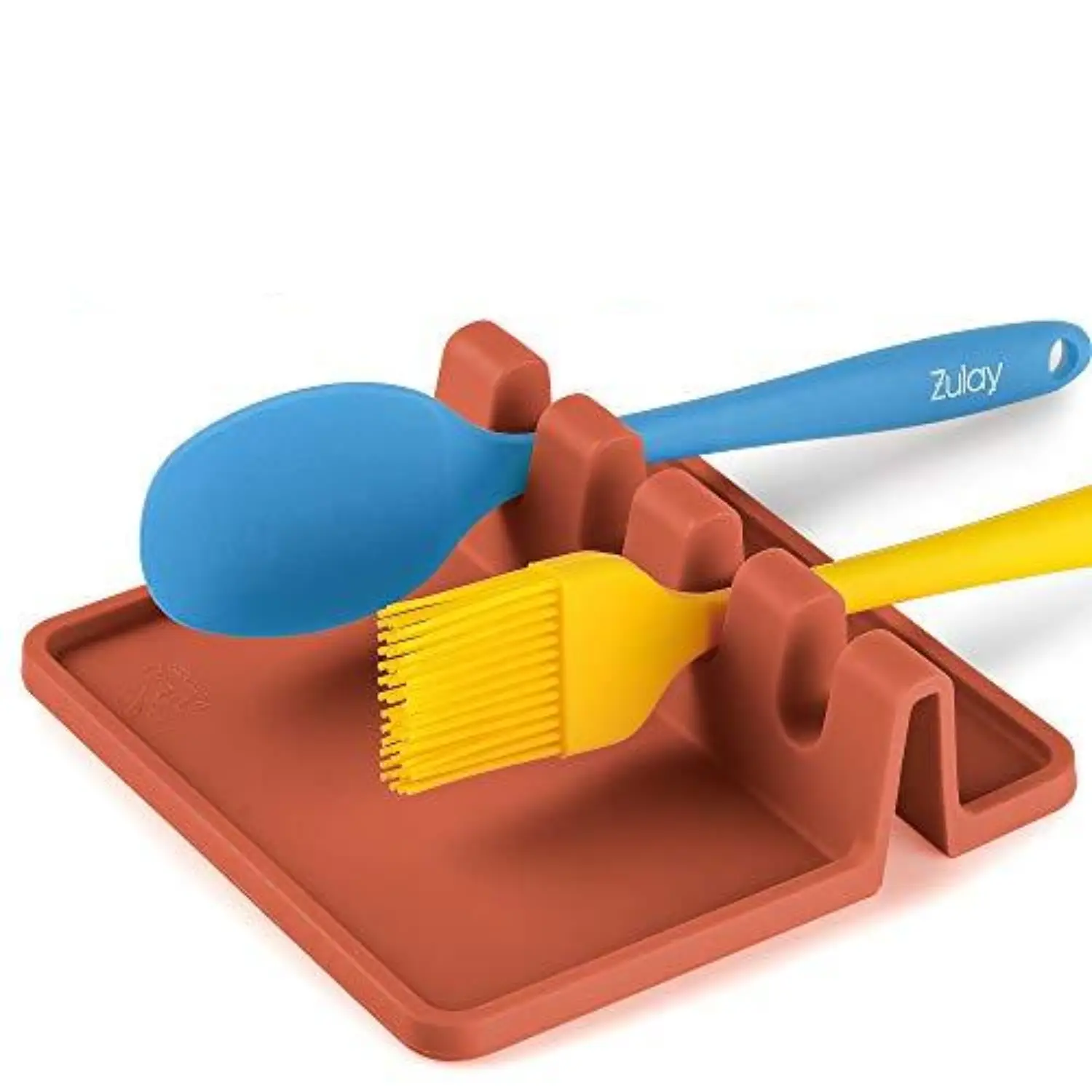 Silicone Utensil Rest with Drip Pad - Dark Grey