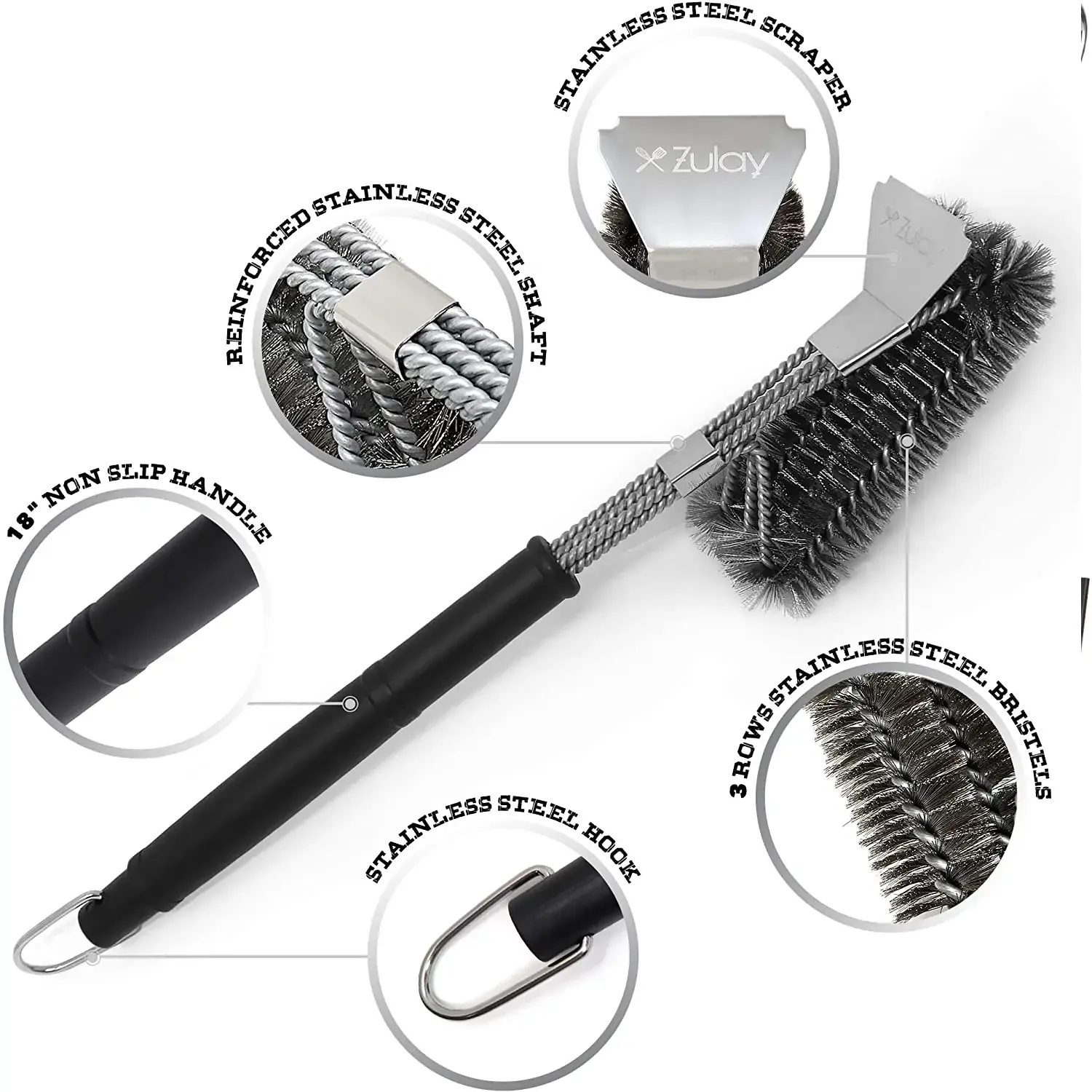 ZK Grill Brush and Scraper, 18 inch