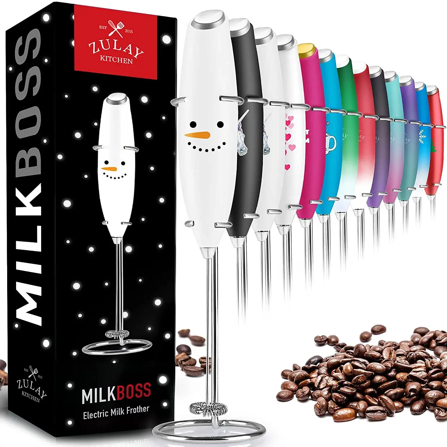 Milk Frother With Stand (Christmas Edition)