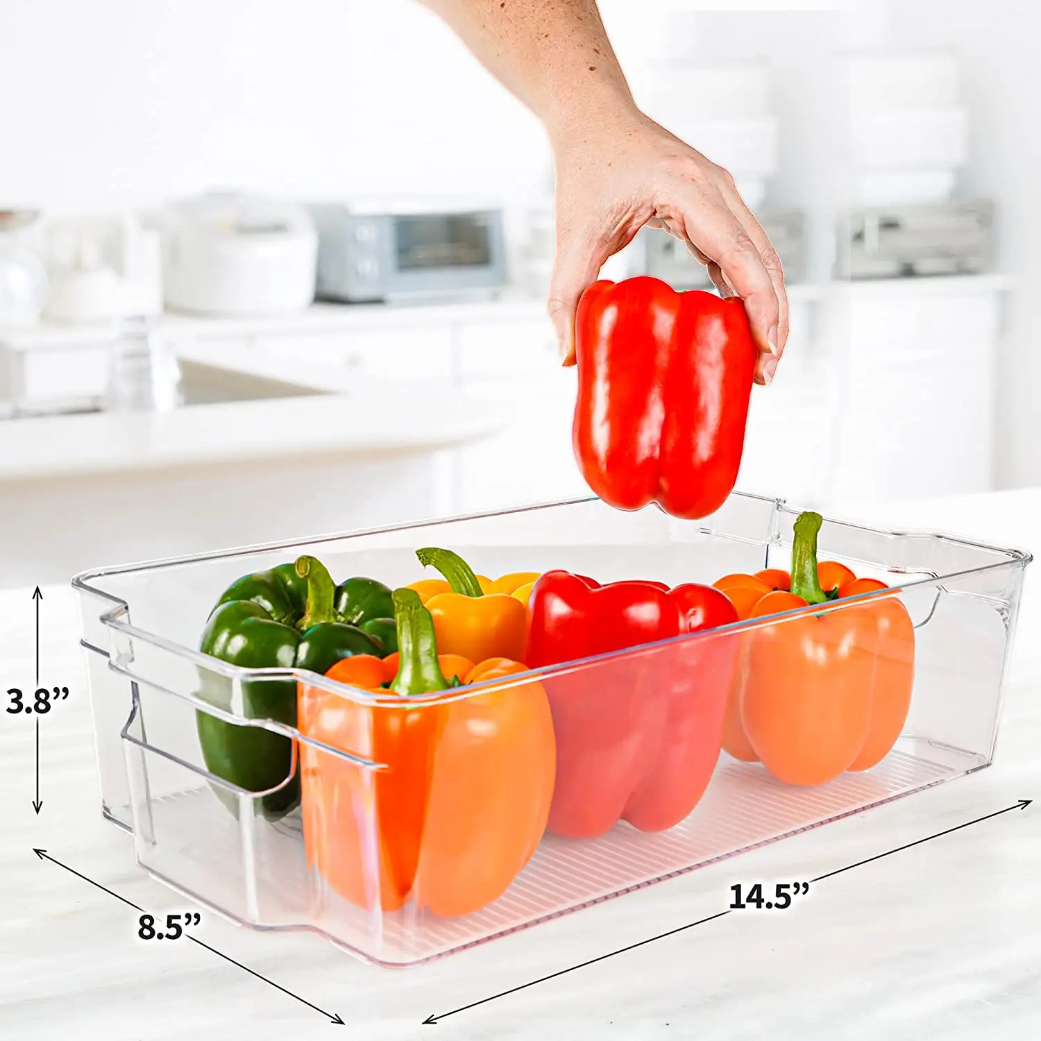 Zulay 4 Pack Clear Refrigerator Organizer Bins - XL Fridge Organizers and Storage Clear