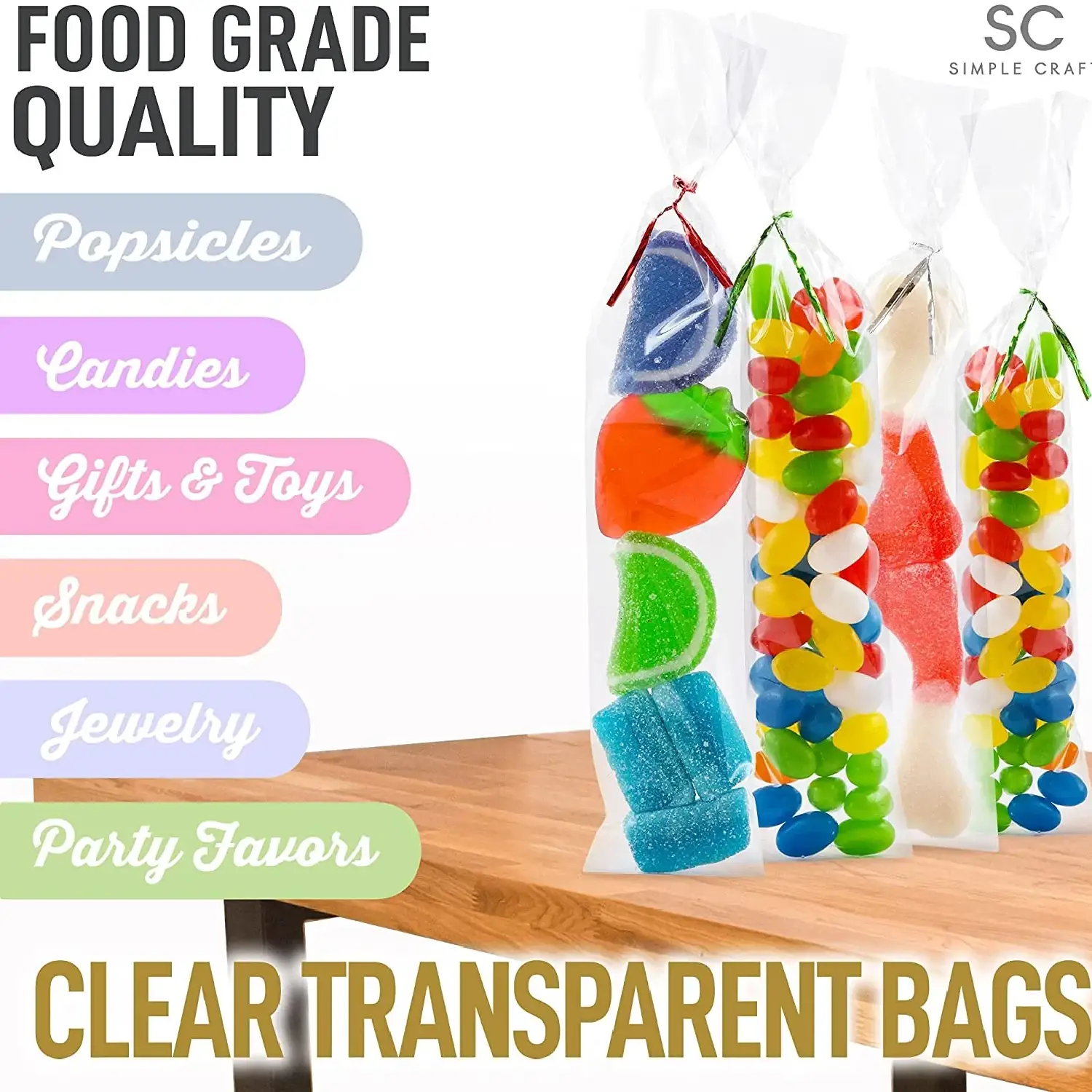 Simple Craft Candy Treat Cellophane Bags - 200 Pack