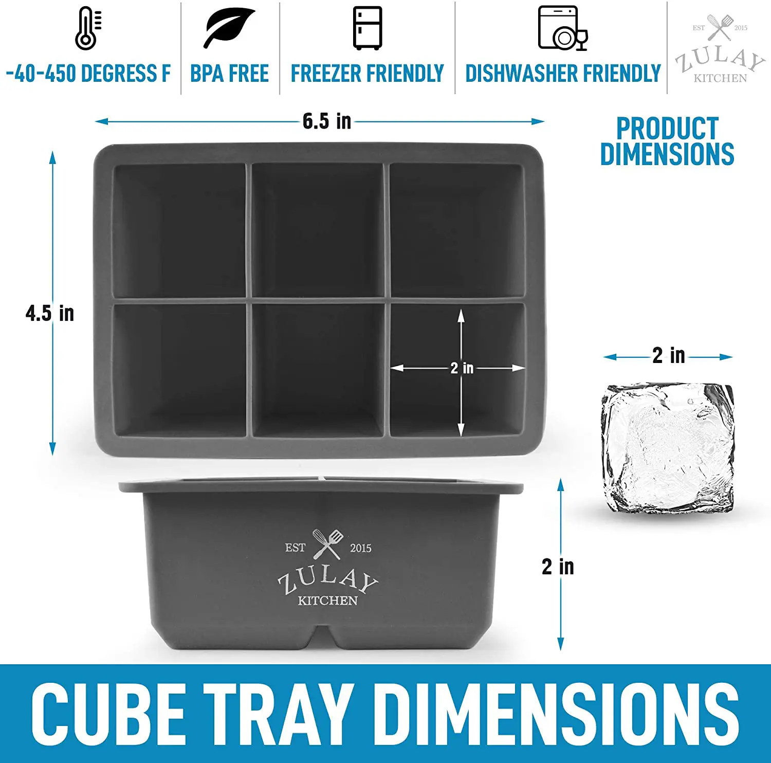 Silicone Square Ice Cube Mold and Ice Ball Mold (Set of 2)