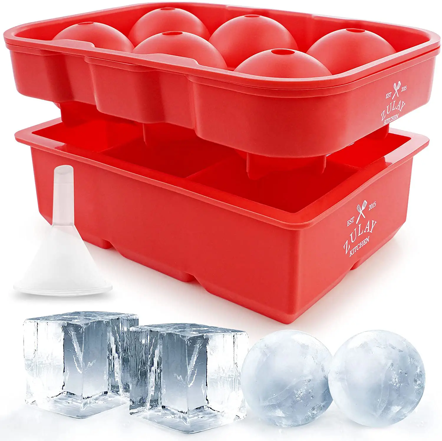 Silicone Square Ice Cube Mold and Ice Ball Mold (Set of 2)
