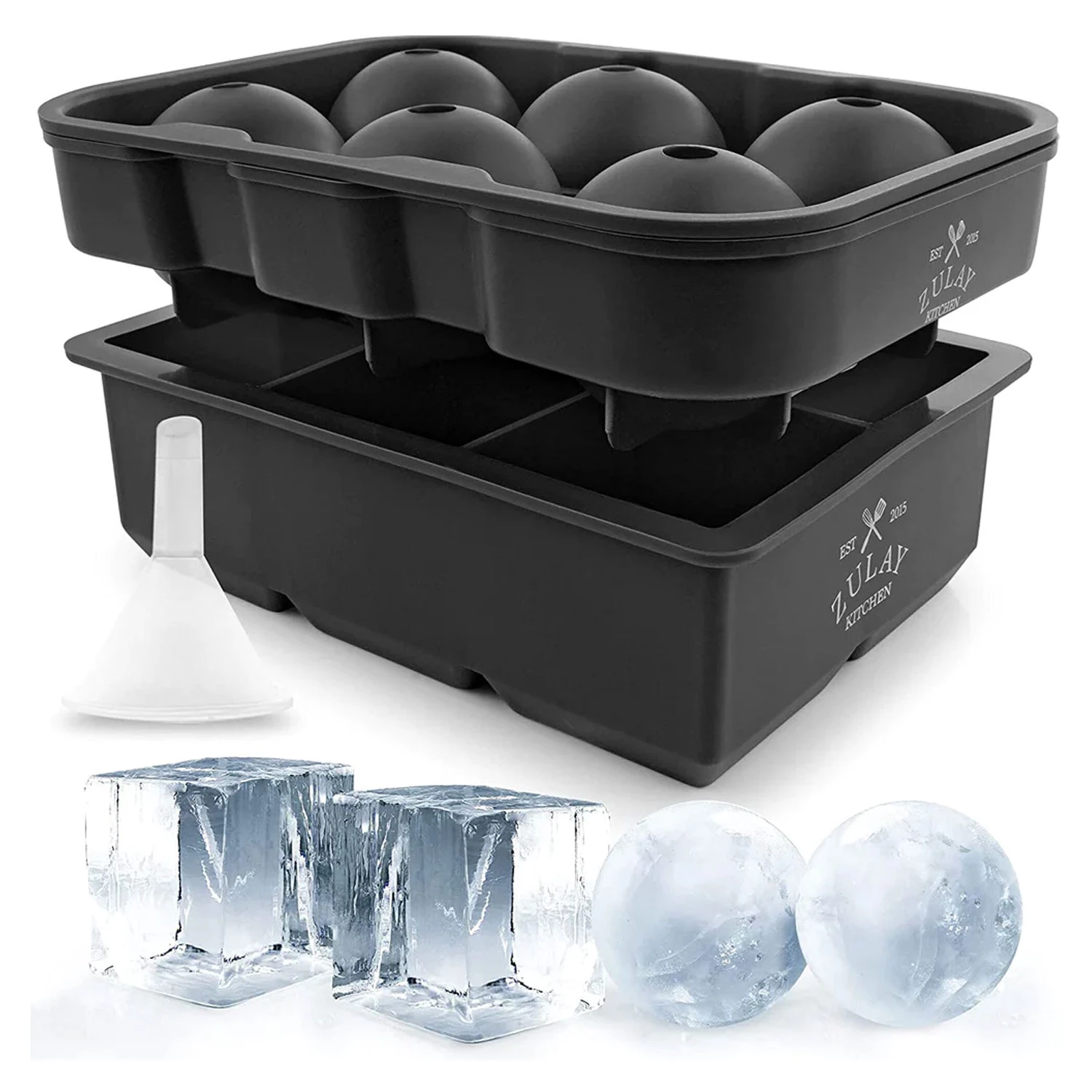 Silicone Square Ice Cube Mold and Ice Ball Mold (Set of 2)