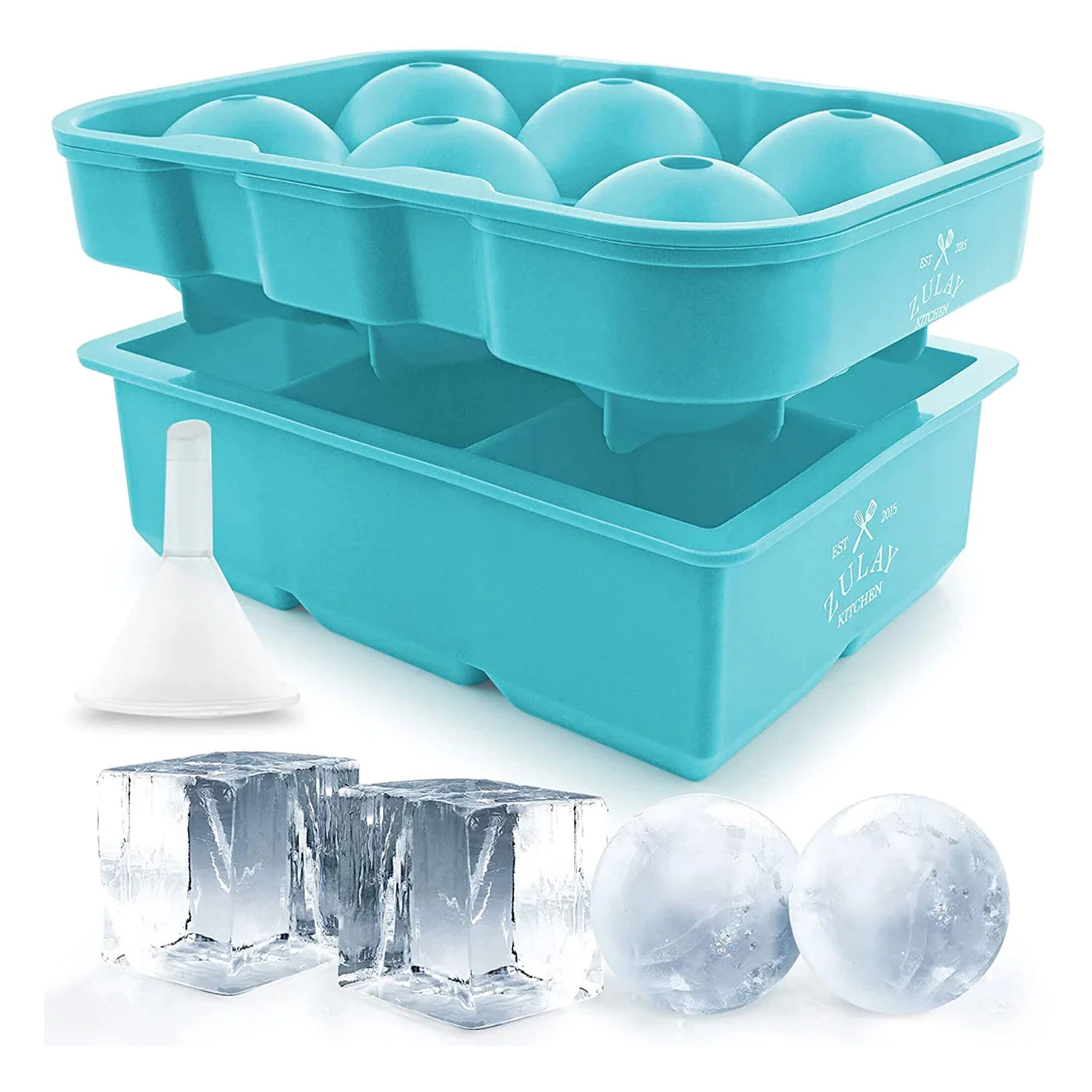 Silicone Square Ice Cube Mold and Ice Ball Mold (Set of 2)