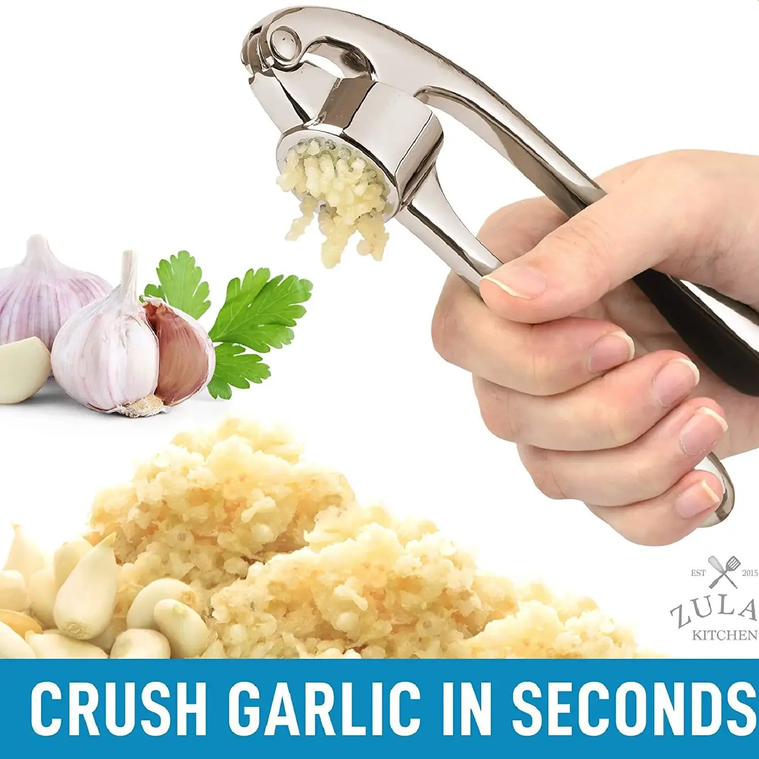 Garlic Press And Peeler Set With Silicone Peeler & Brush