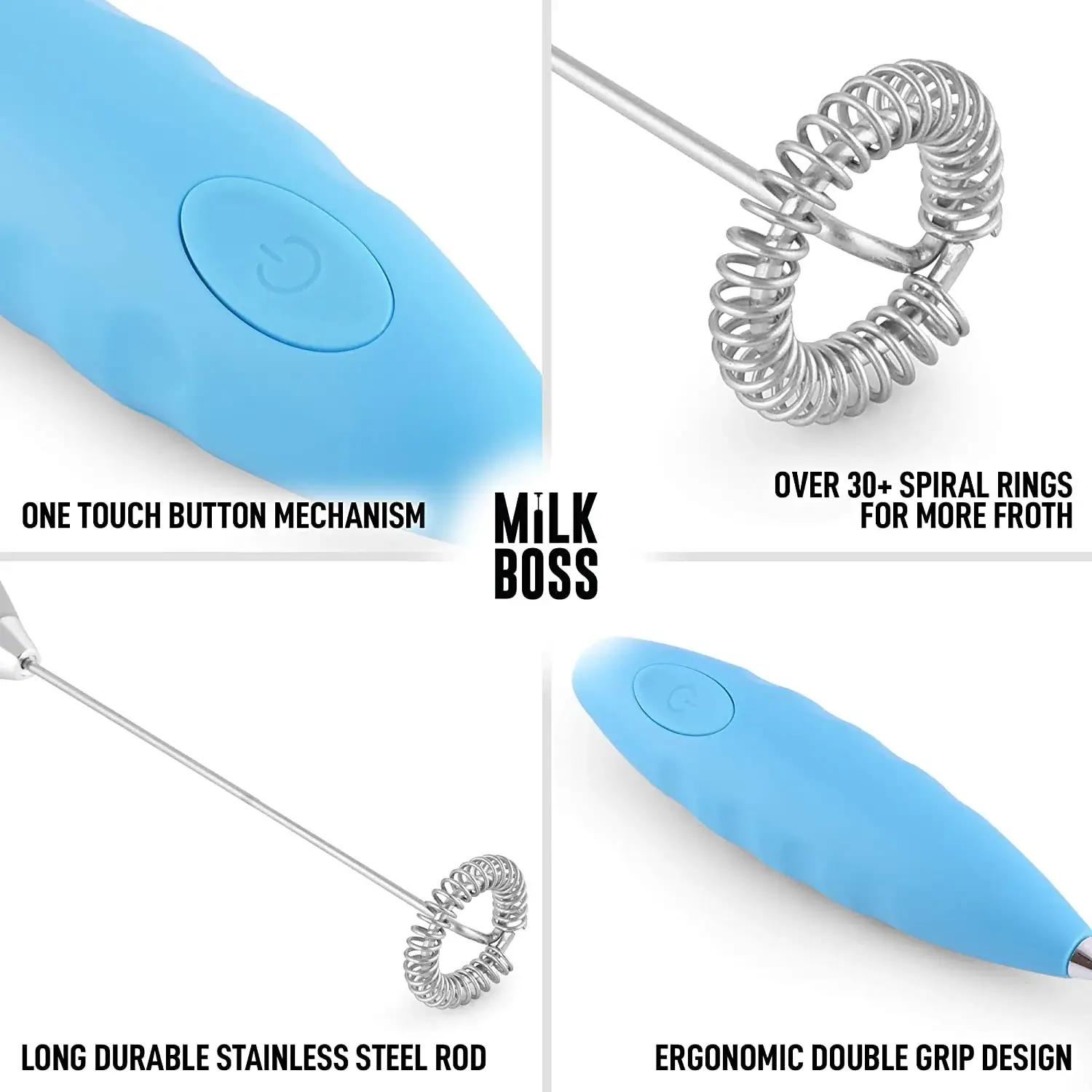 Milk Boss Milk Frother - Double Grip (Batteries Included)