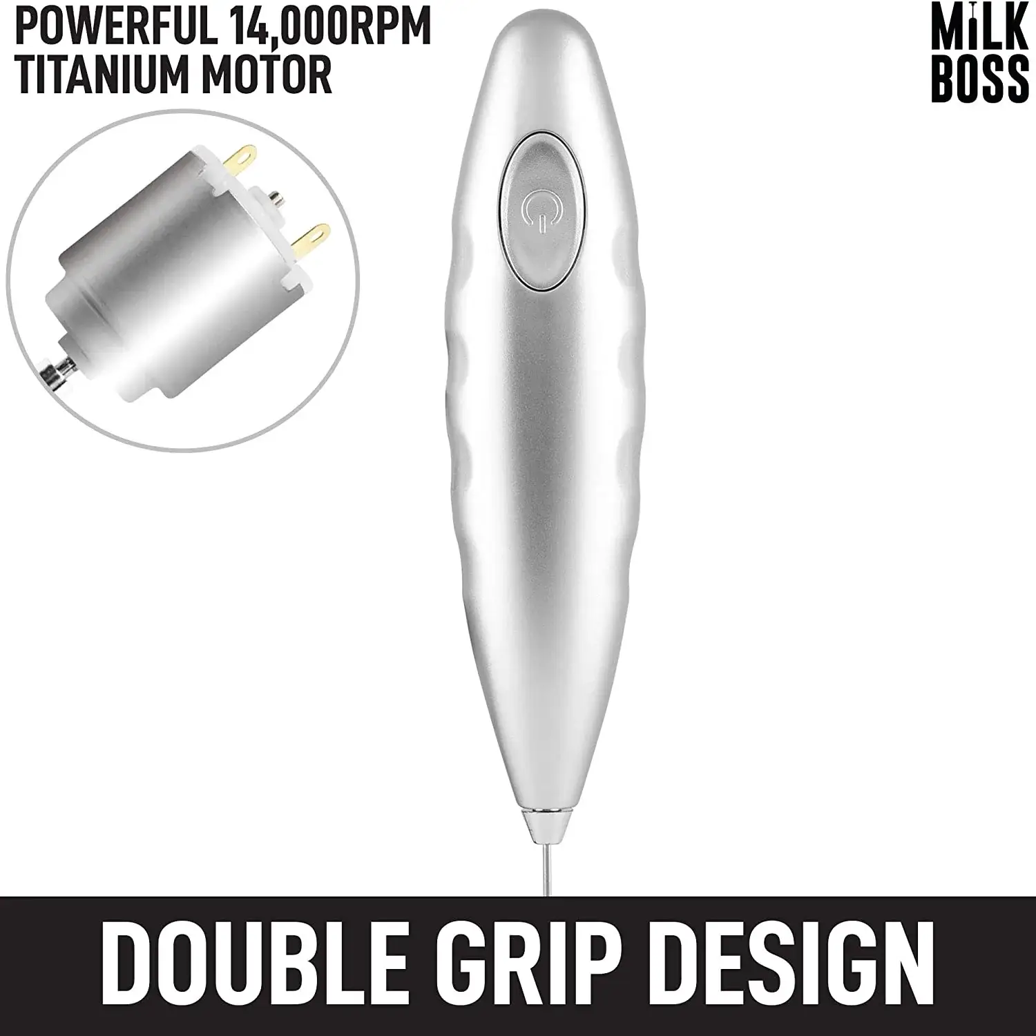 Milk Boss Milk Frother - Double Grip (Batteries Included)