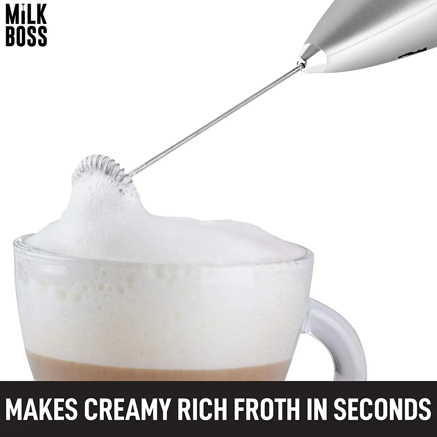 Milk Boss Milk Frother - Double Grip (Batteries Included)