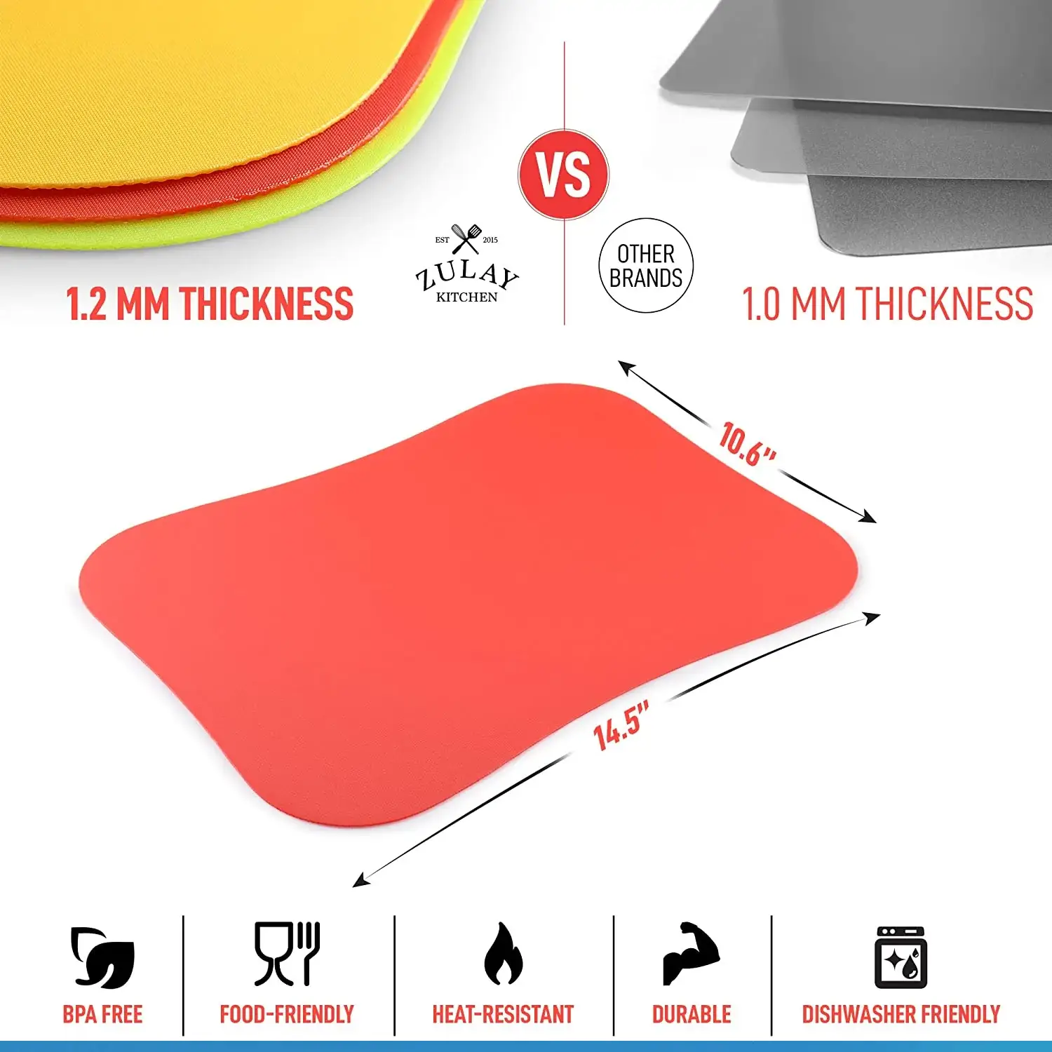 Flexible Cutting Board Mats - Set Of 3