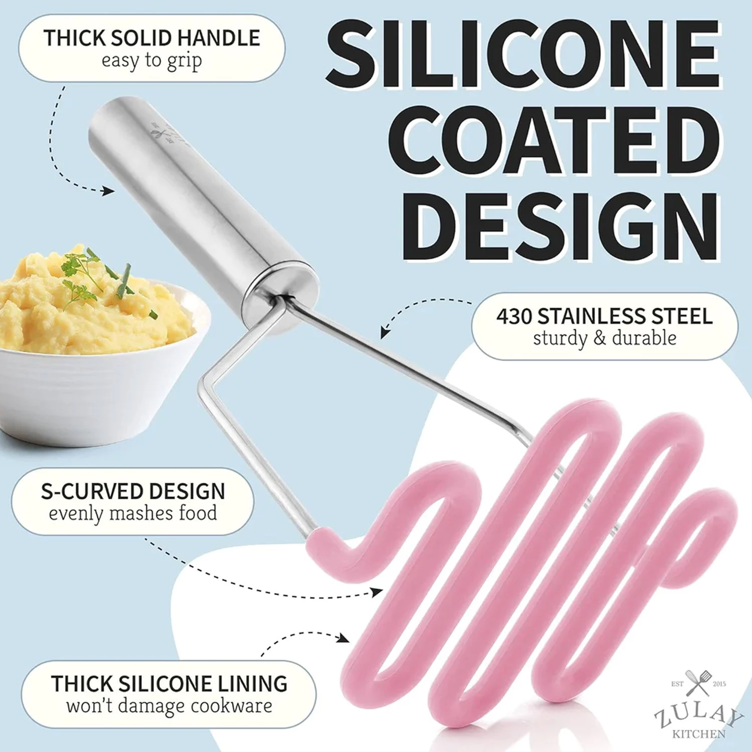 Silicone-coated Potato Masher