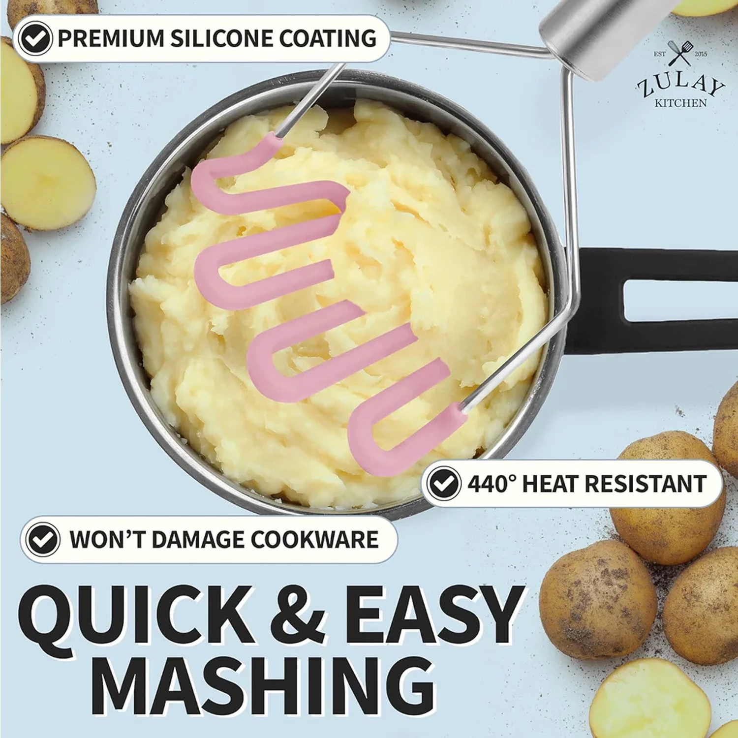 Silicone-coated Potato Masher