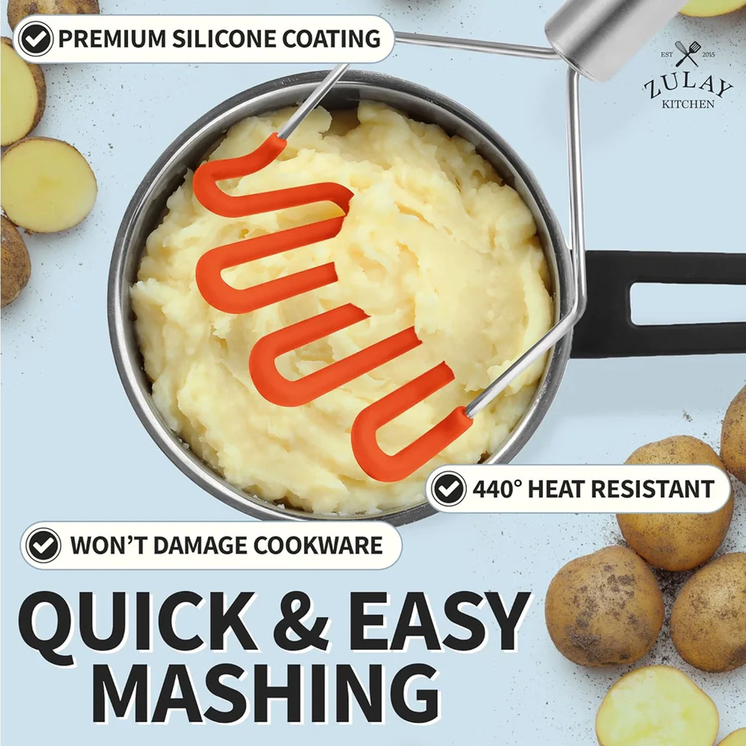Silicone-coated Potato Masher