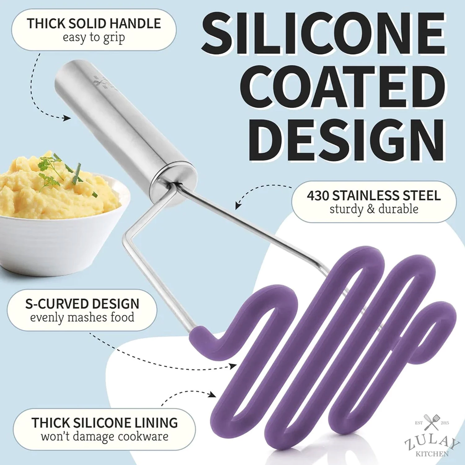 Silicone-coated Potato Masher