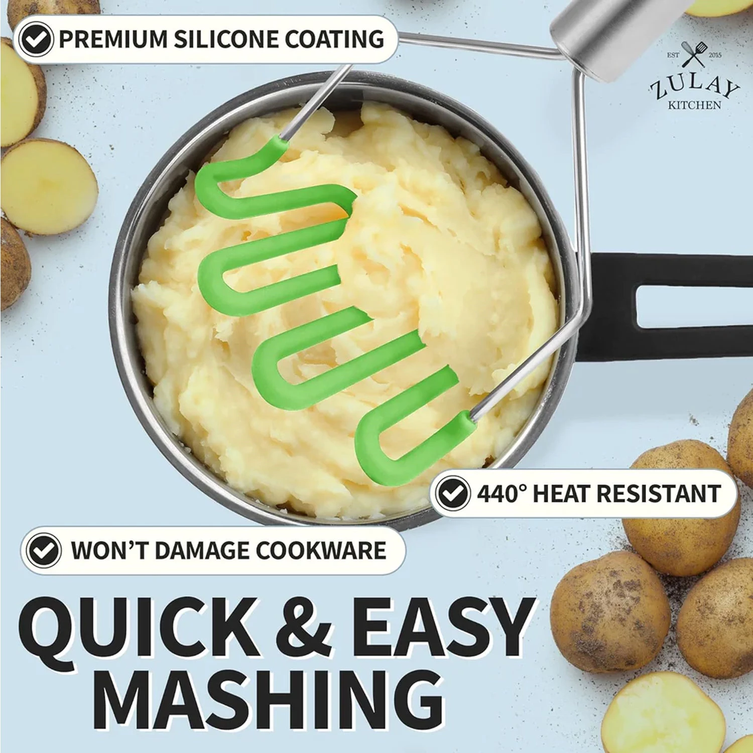 Silicone-coated Potato Masher