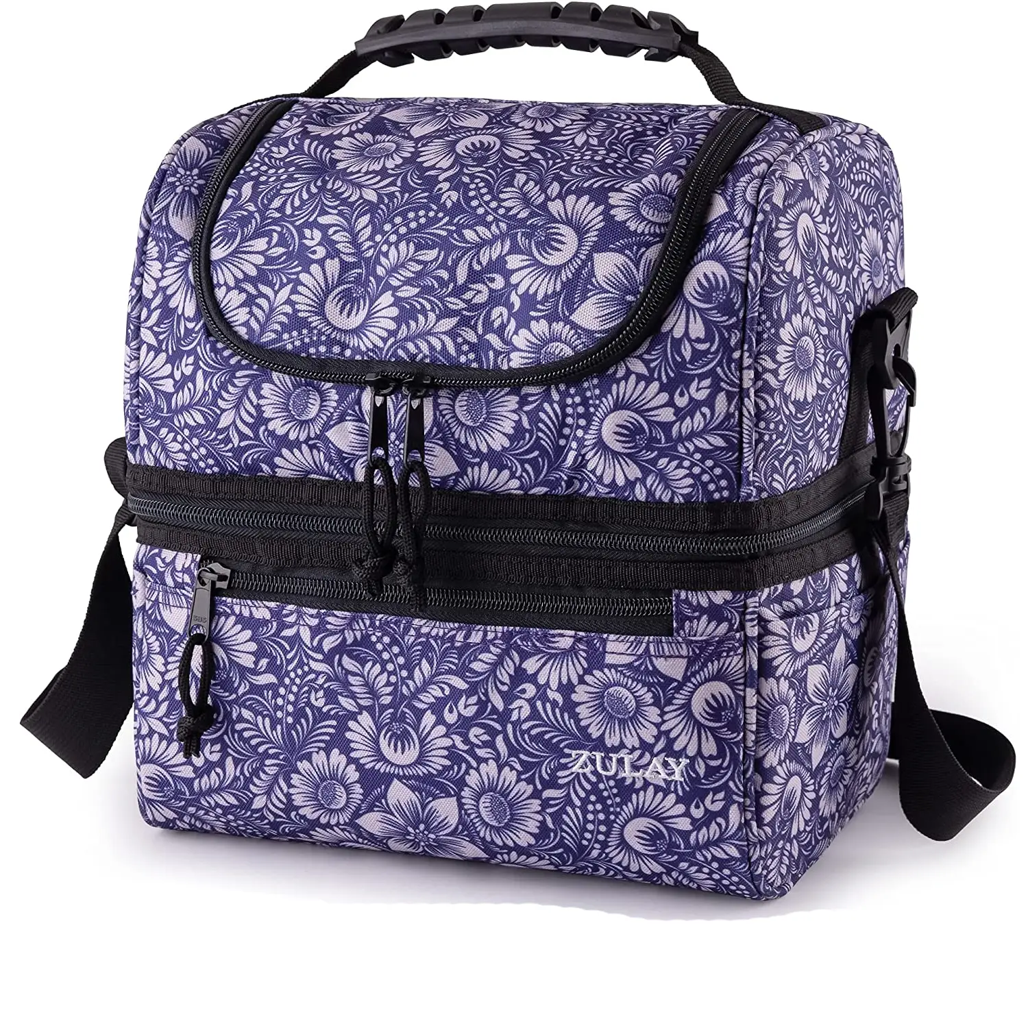 Insulated 2-Compartment Lunch Box Bag With Strap