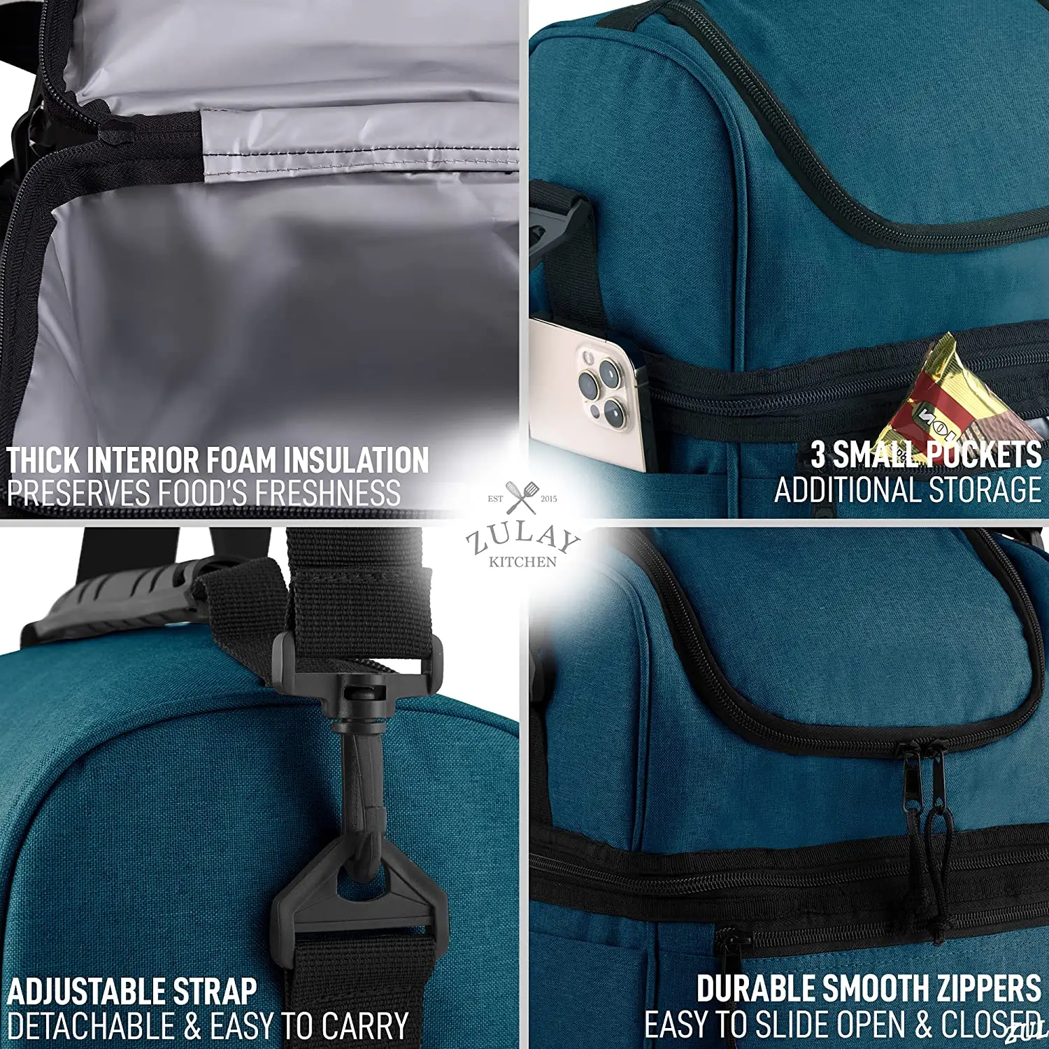 Insulated 2-Compartment Lunch Box Bag With Strap