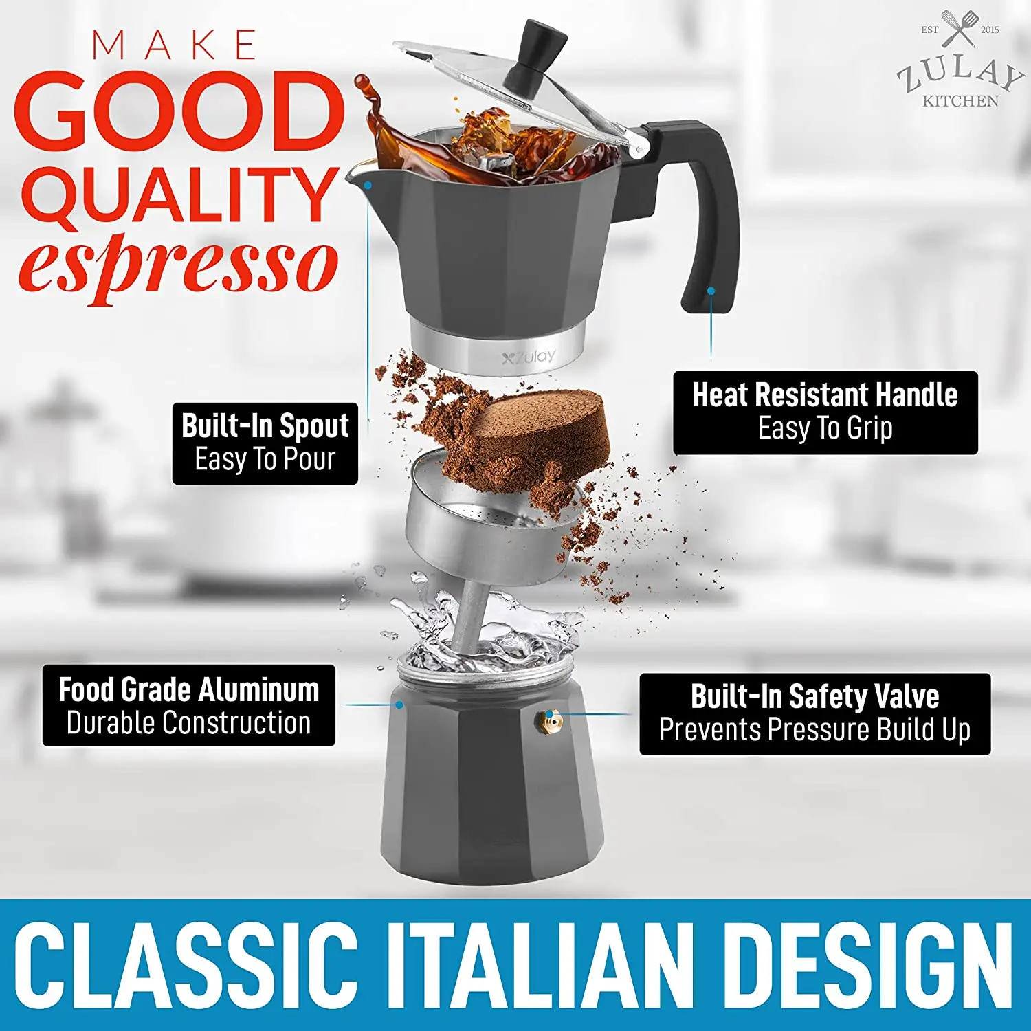 Classic Stovetop Italian Style Espresso Maker 2020 Model