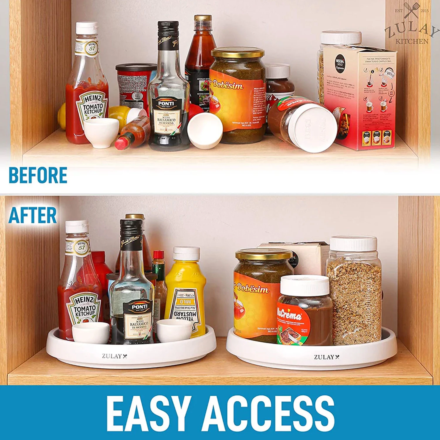 Lazy Susan Cabinet Organizer With Silicone Padded Grip