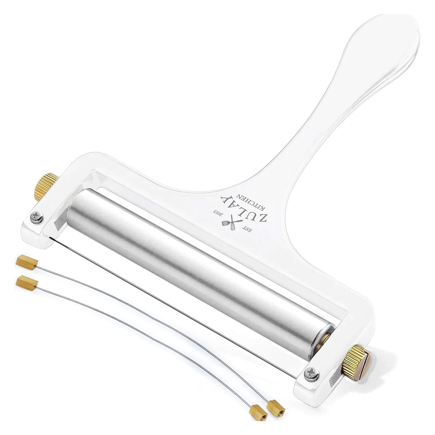 Wire Cheese Slicer With Adjustable Thickness For Soft & Semi-Hard Cheeses - 2 Extra Wires Included