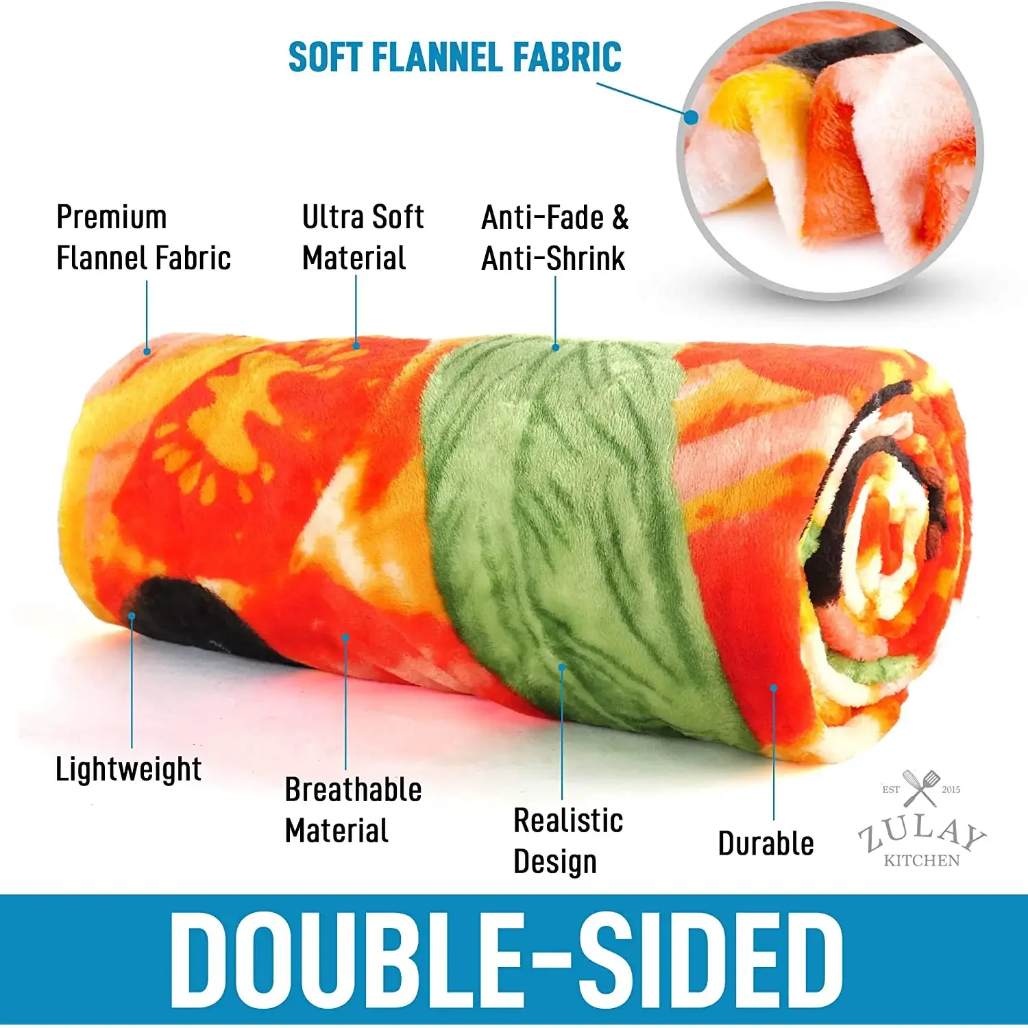 Novelty Premium Soft Flannel Big Pizza Blanket