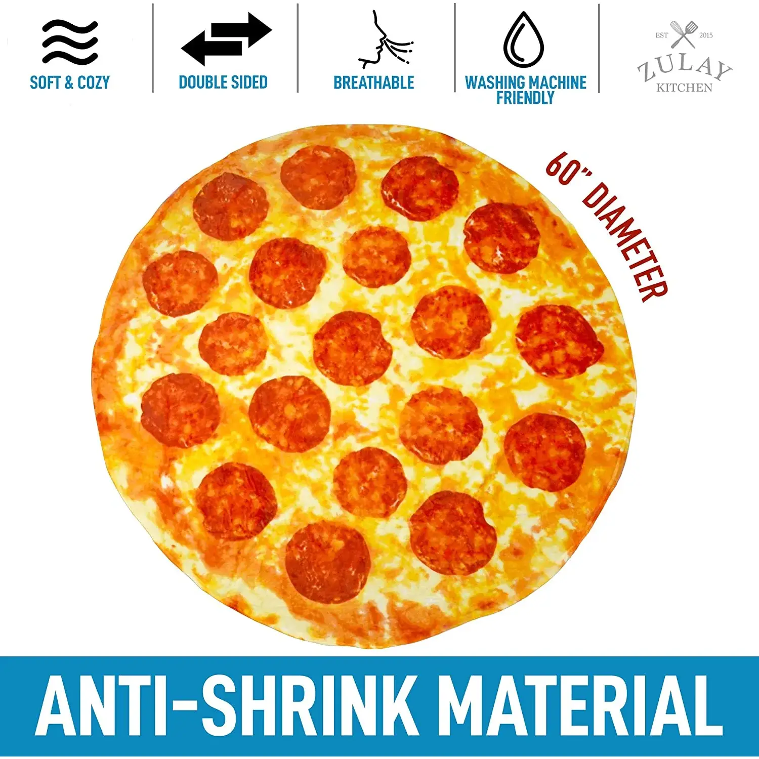 Novelty Premium Soft Flannel Big Pizza Blanket