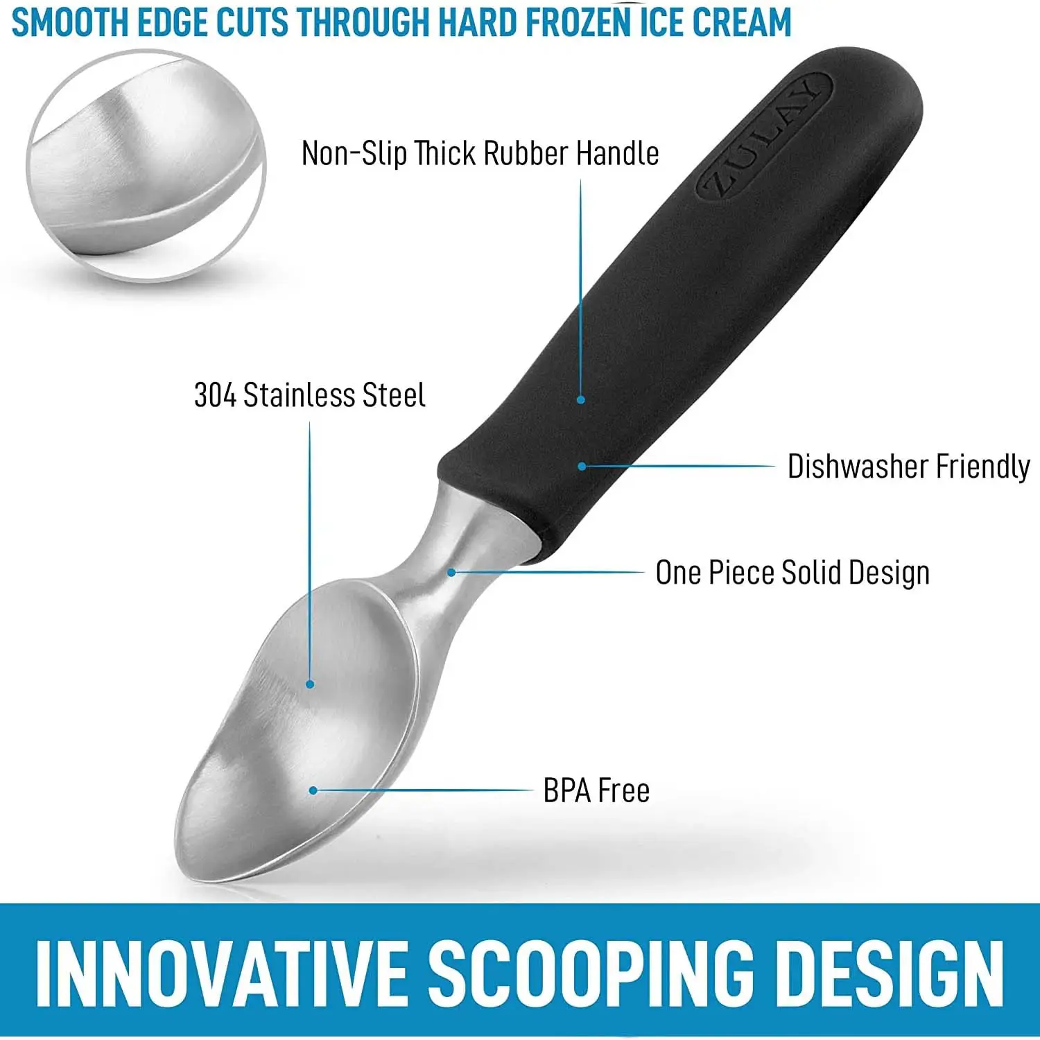 Ice Cream Scoop With Rubber Grip