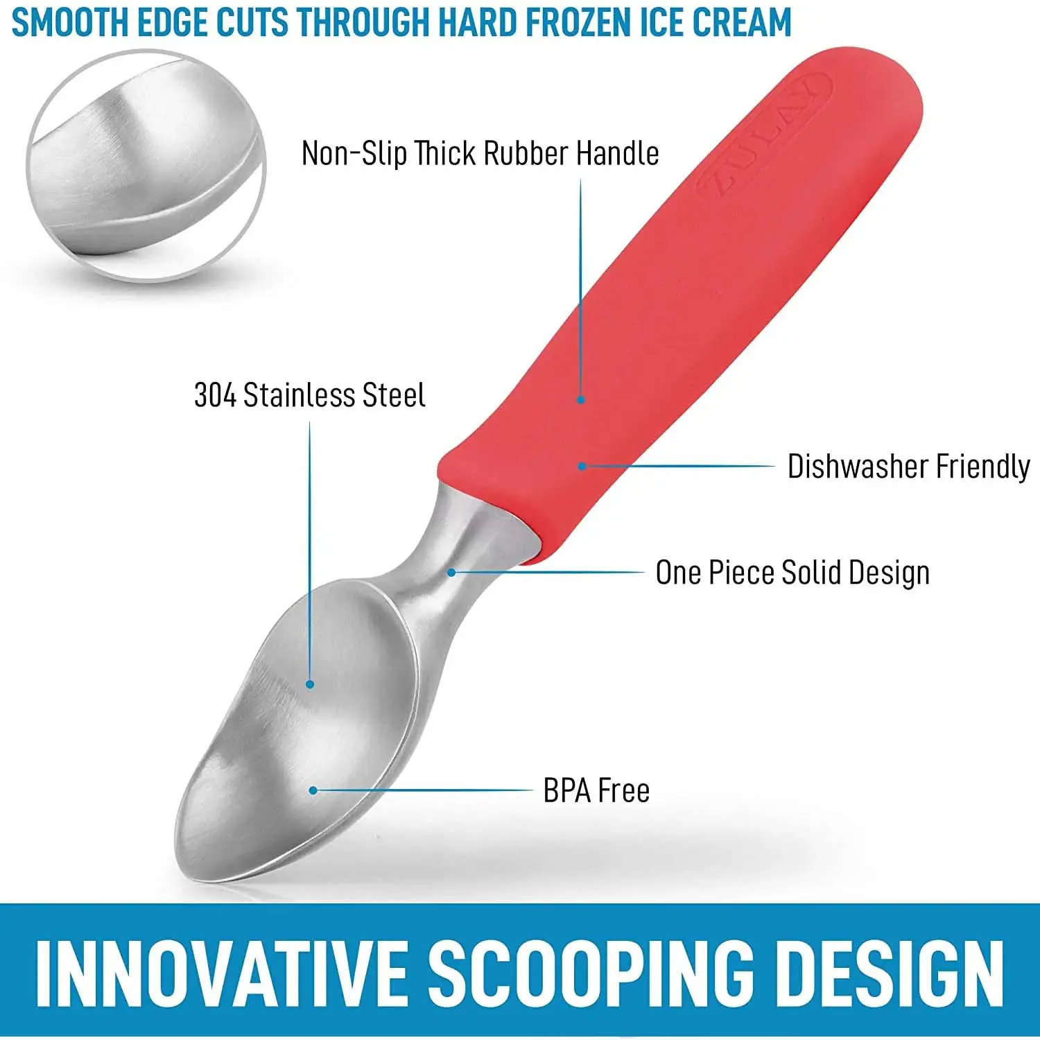 Ice Cream Scoop With Rubber Grip