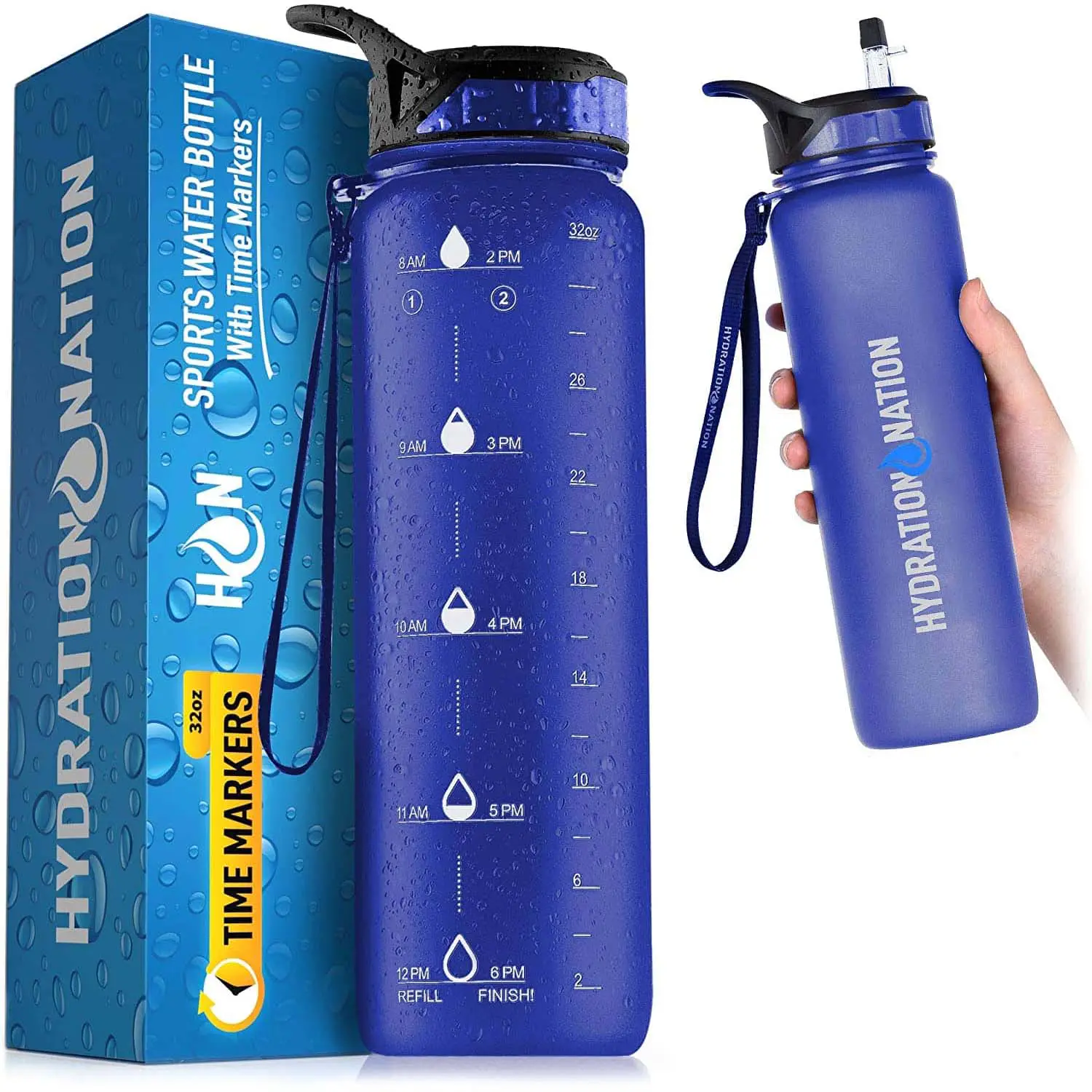 Hydration Nation Water Bottle With Time Marker (32 Oz)