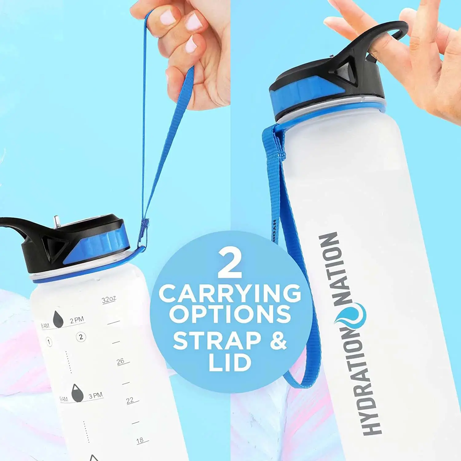 Hydration Nation Water Bottle With Time Marker (32 Oz)