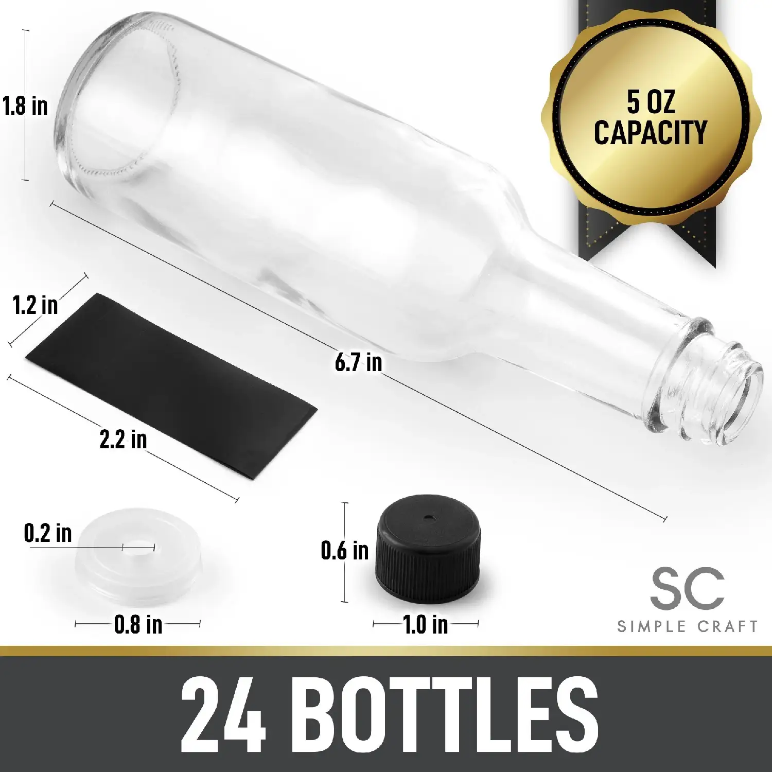 Simple Craft Hot Sauce Glass Bottles (5 Oz) - 24 Piece