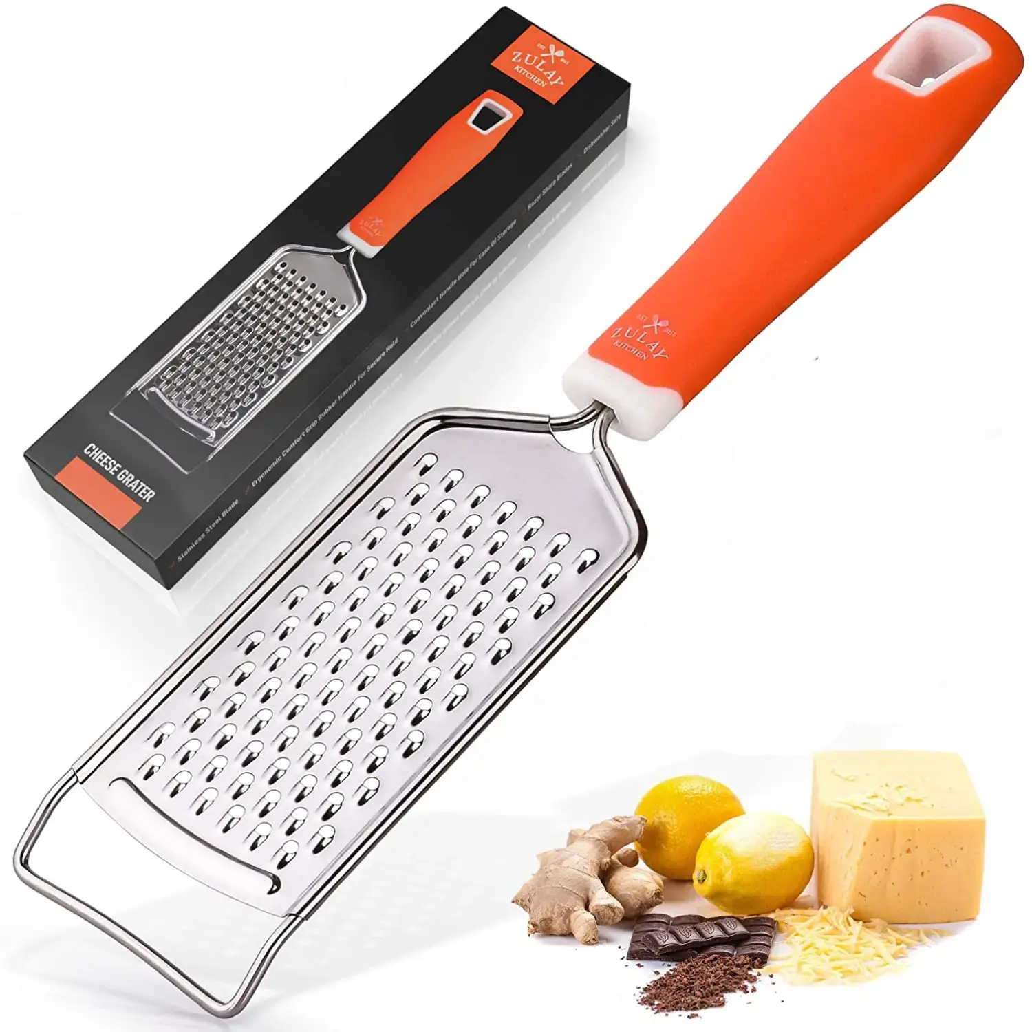 Zulay Kitchen Professional Stainless Steel Flat Handheld Cheese Grater