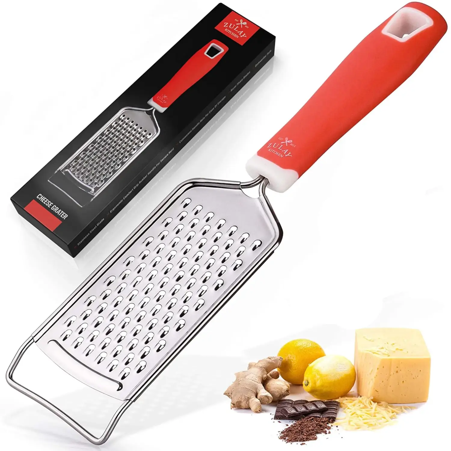 Zulay Kitchen Professional Stainless Steel Flat Handheld Cheese Grater