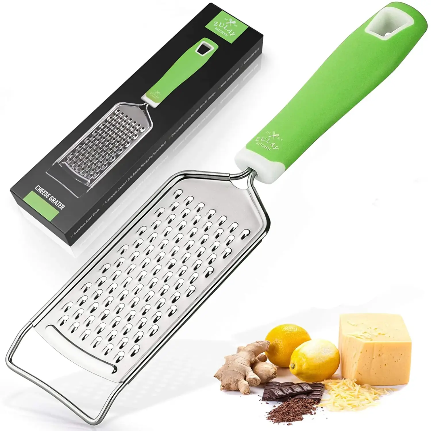 Zulay Kitchen Professional Stainless Steel Flat Handheld Cheese Grater