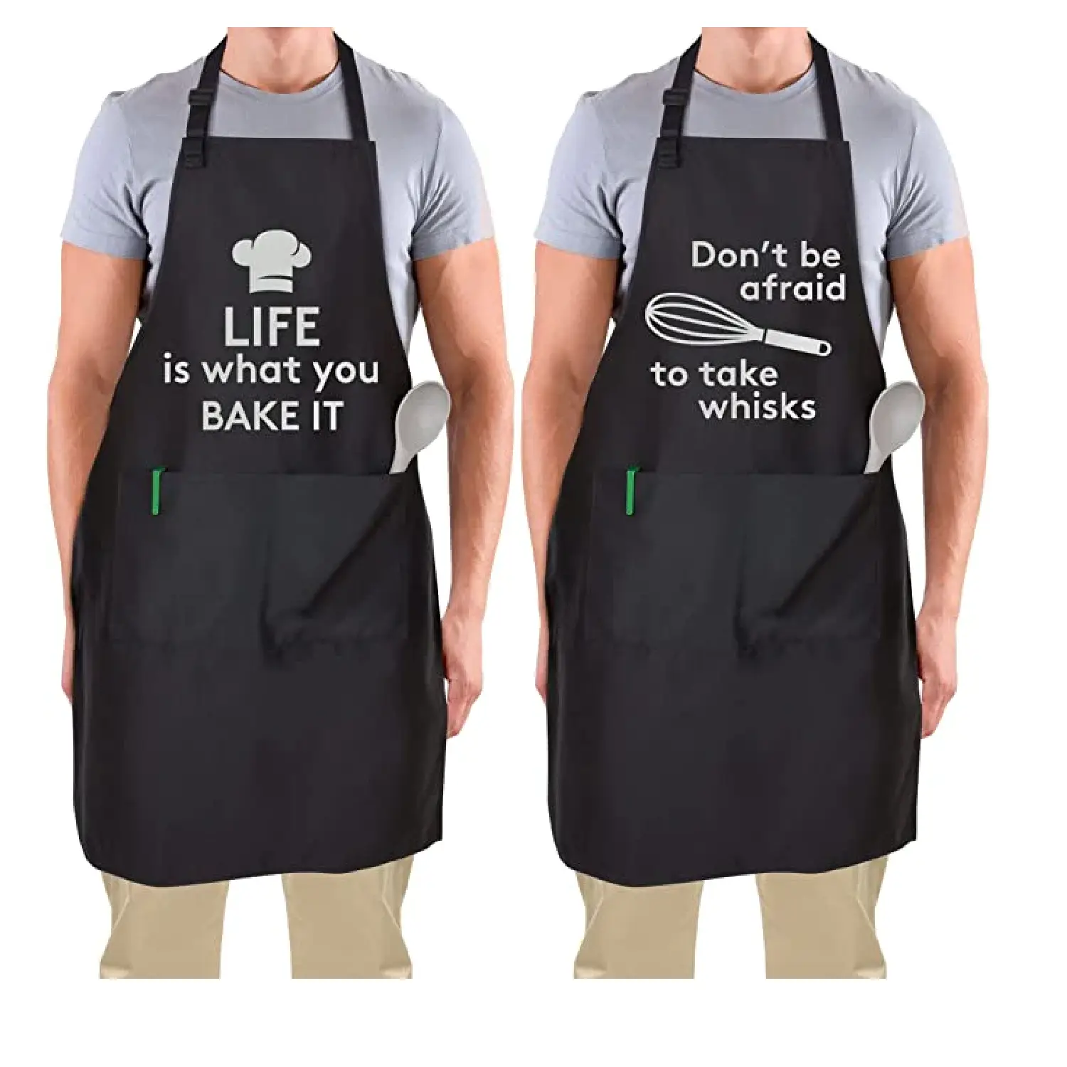 Funny Aprons For Men, Women And Couples (2 Pack)