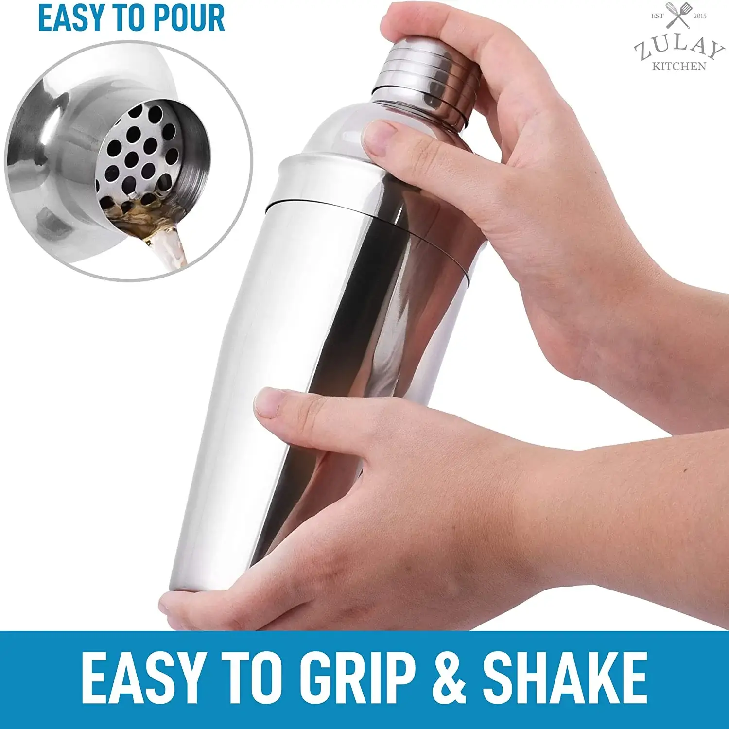 Cocktail Shaker with Built-in Strainer (24oz)
