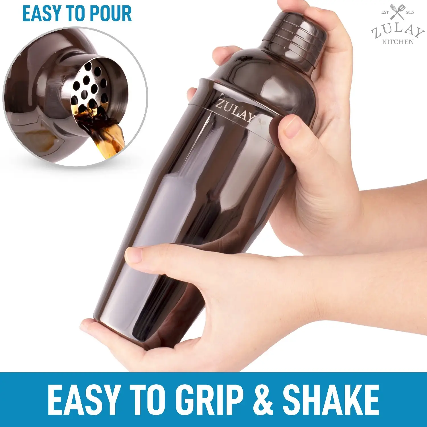 Cocktail Shaker with Built-in Strainer (24oz)