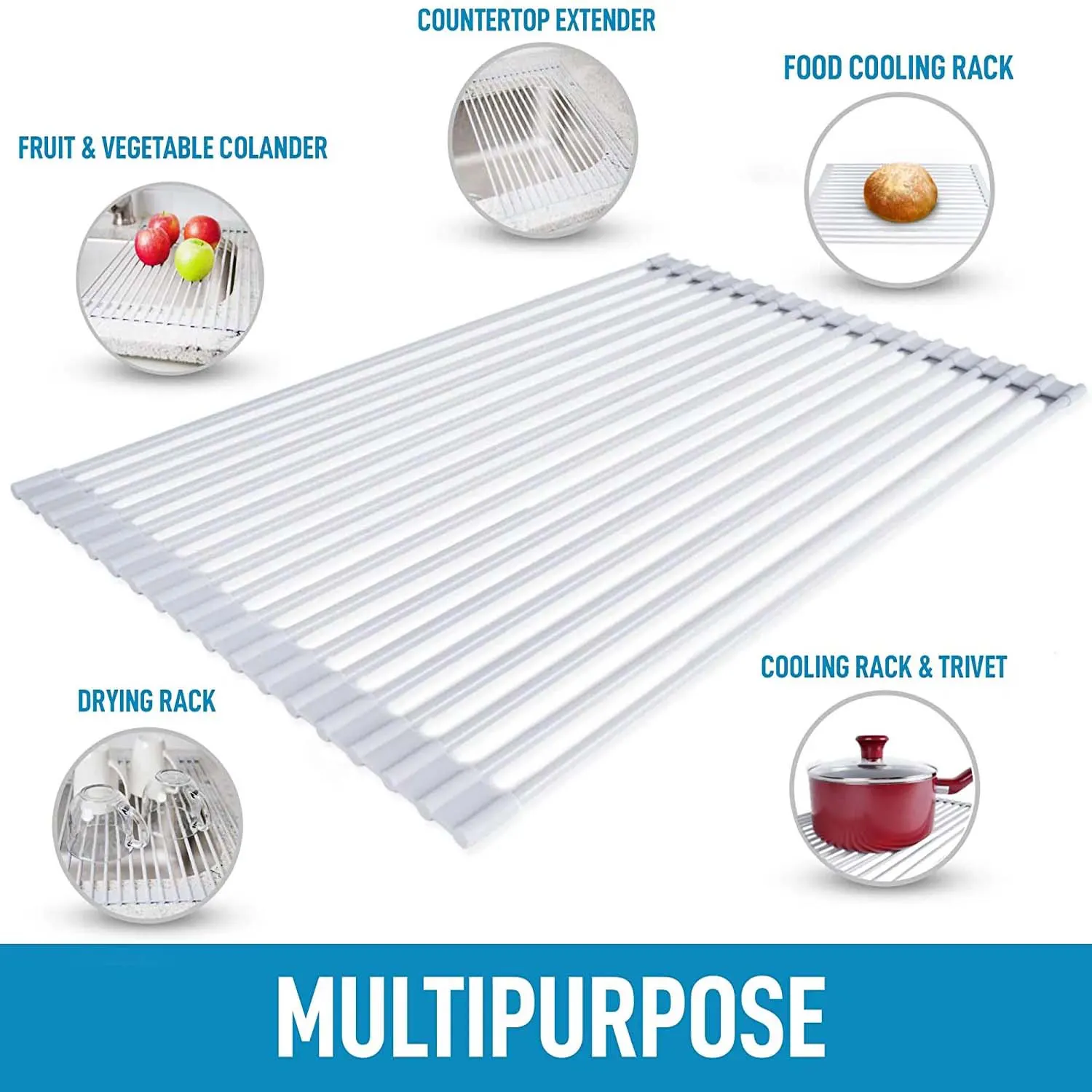 Multipurpose Roll-Up Sink Drying Rack (Large) 