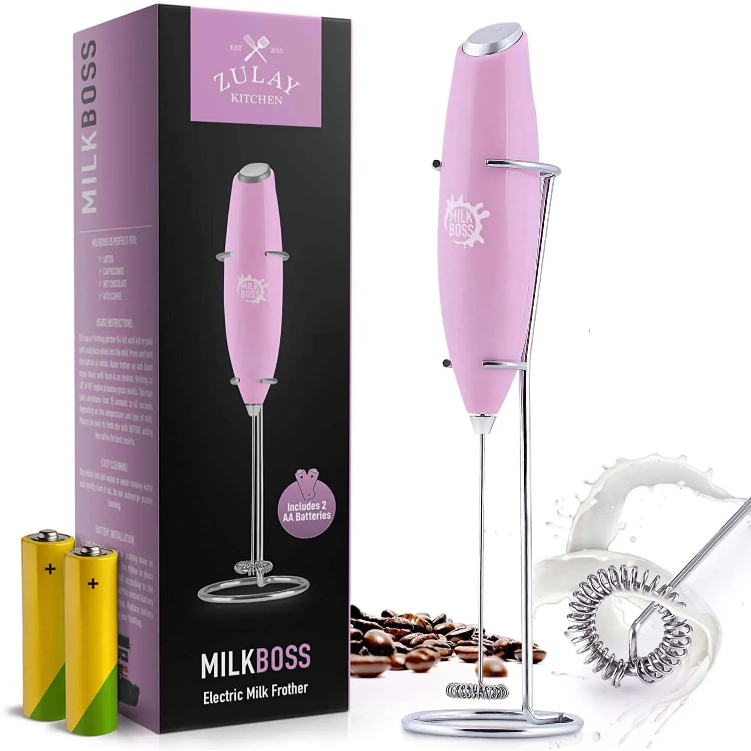 Milk Frother With Batteries Included