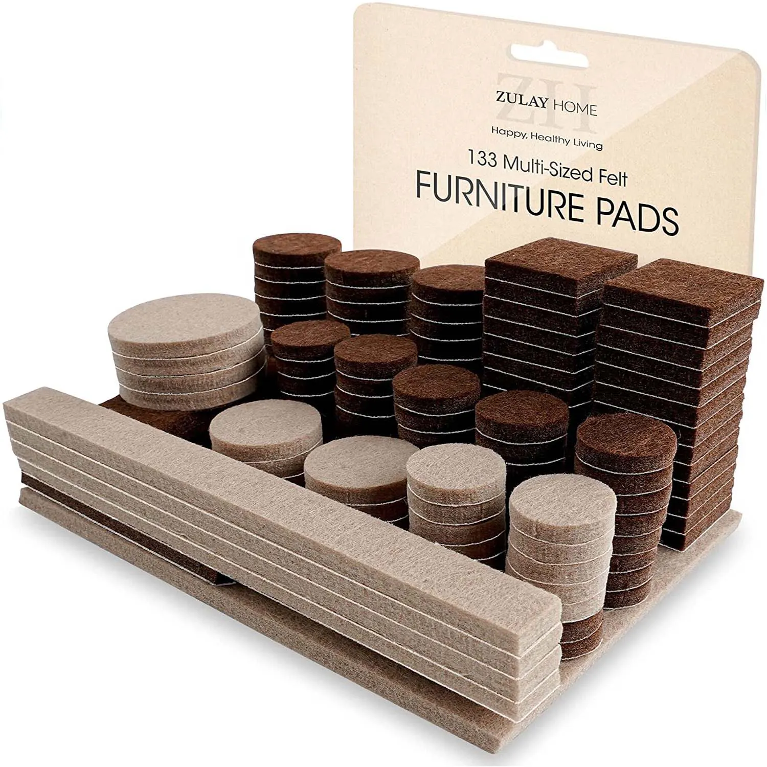 Zulay Home Felt Furniture Pads For Hardwood Floors (5mm Thick) - 133 Piece