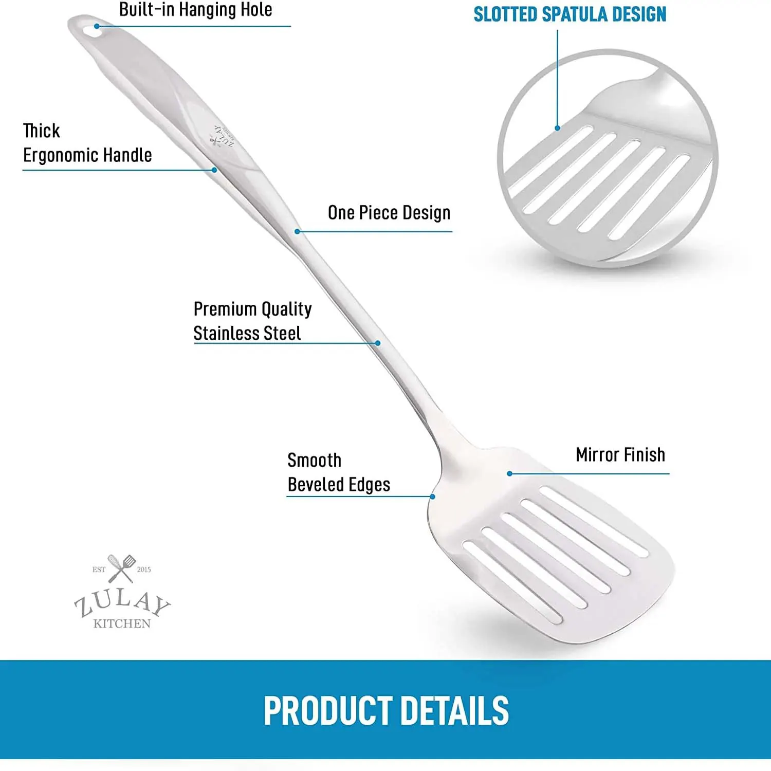 Slotted Turner Metal Spatula (14.8 Inch)