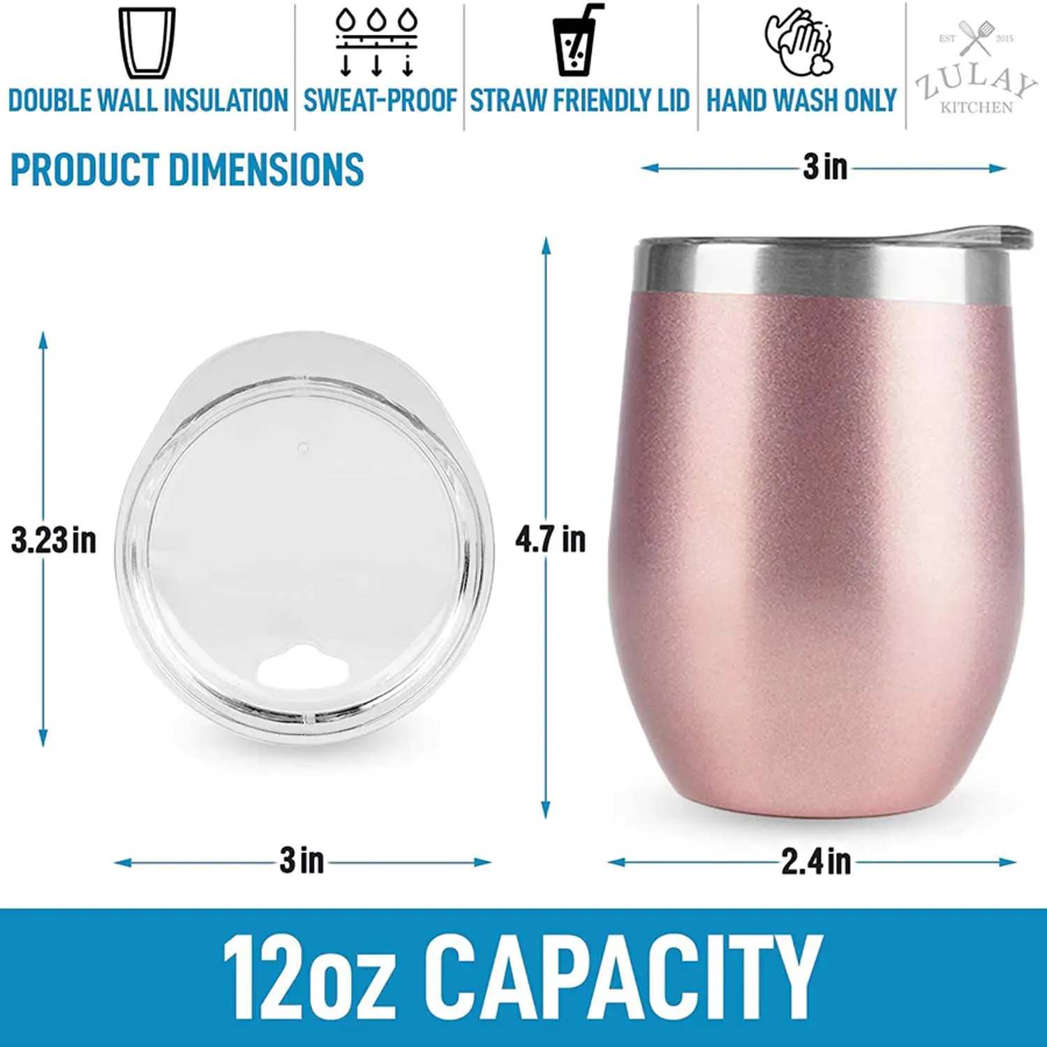 12oz Insulated Wine Tumbler With Lid