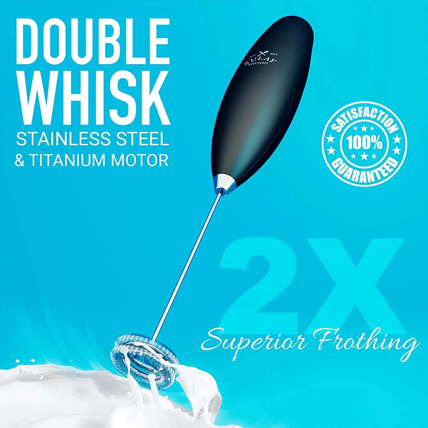 Double Whisk Milk Frother With Stand