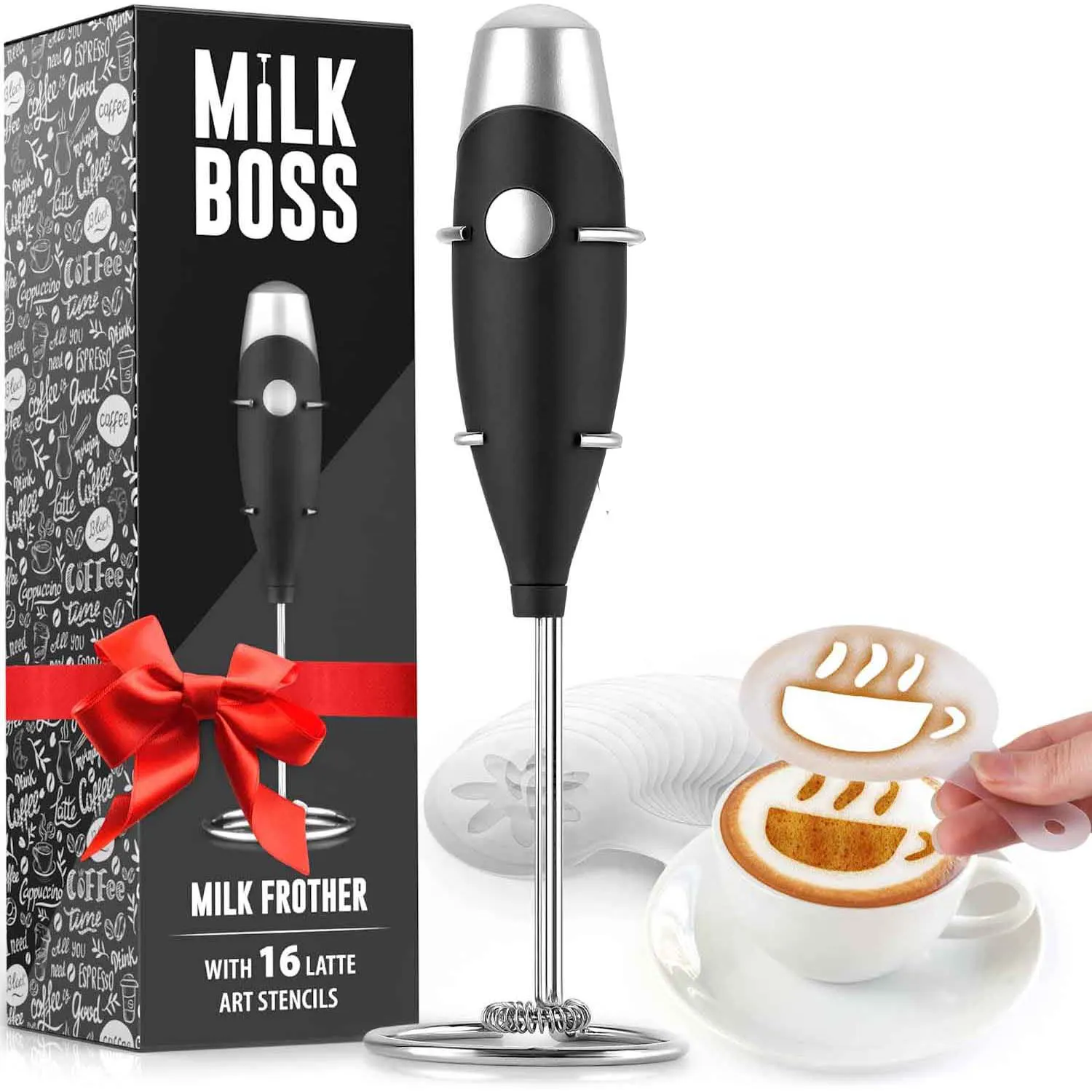 Milk Boss Milk Frother With 16-piece Stencils