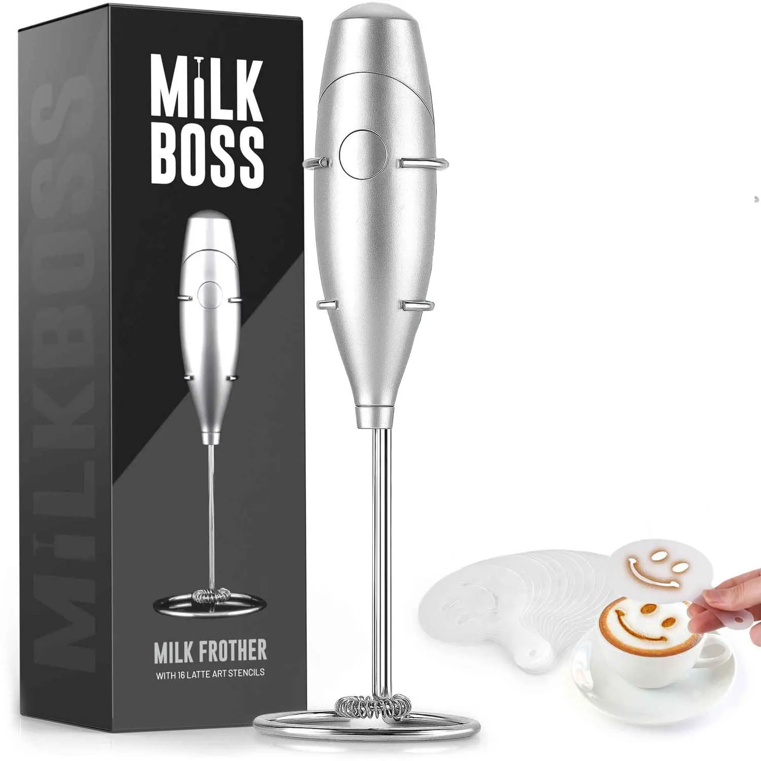 Milk Boss Milk Frother With 16-piece Stencils