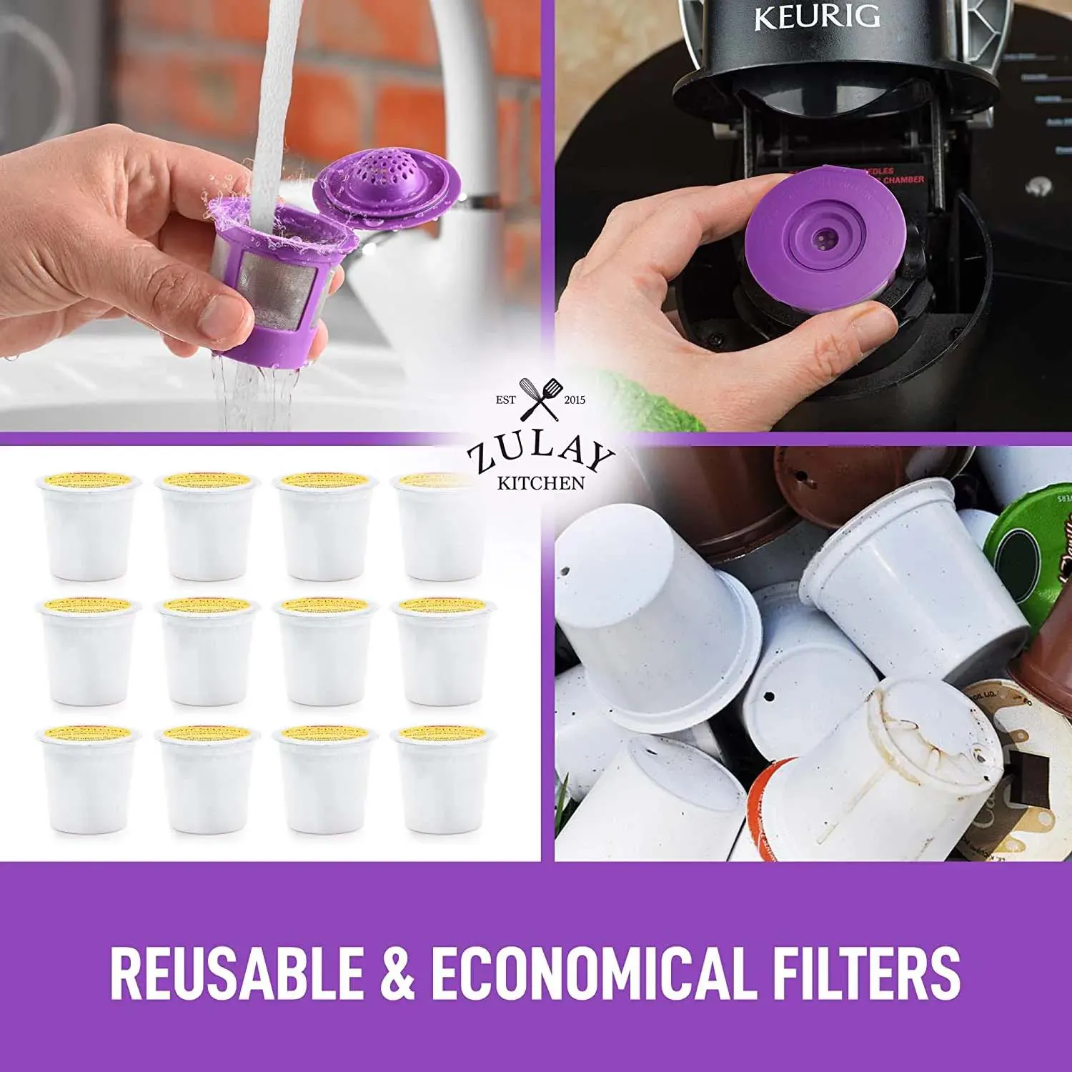 Zulay Reusable K Cups Coffee Filters 4 Pack