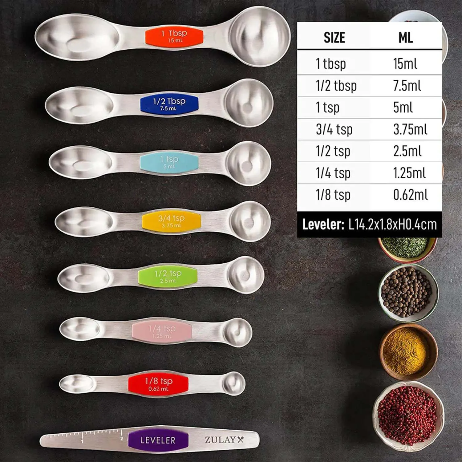 Magnetic Measuring Spoons - Set Of 8