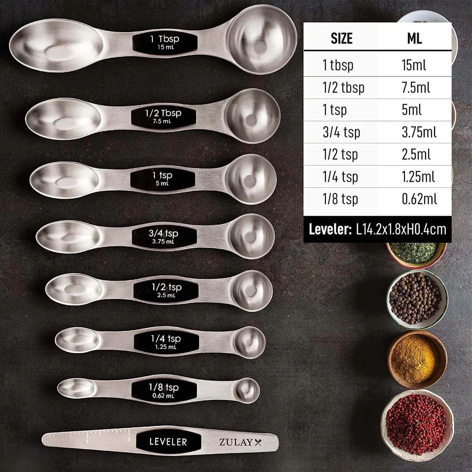 Magnetic Measuring Spoons - Set Of 8