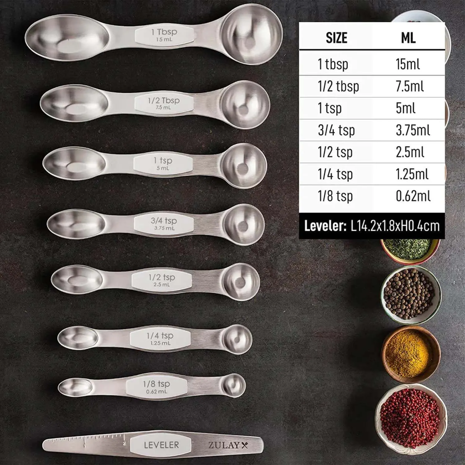 Magnetic Measuring Spoons - Set Of 8