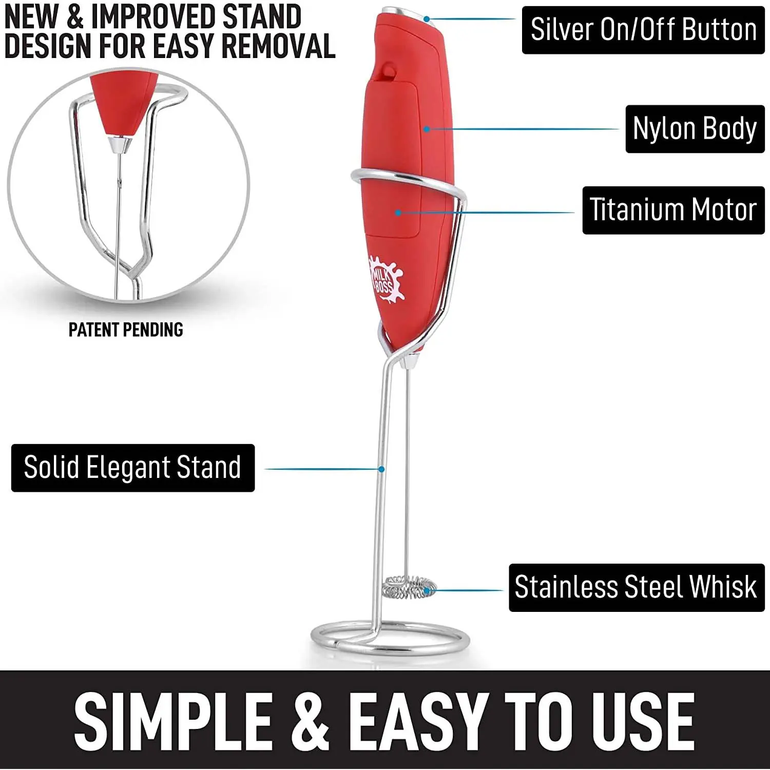 Milk Boss Milk Frother With Holster Stand